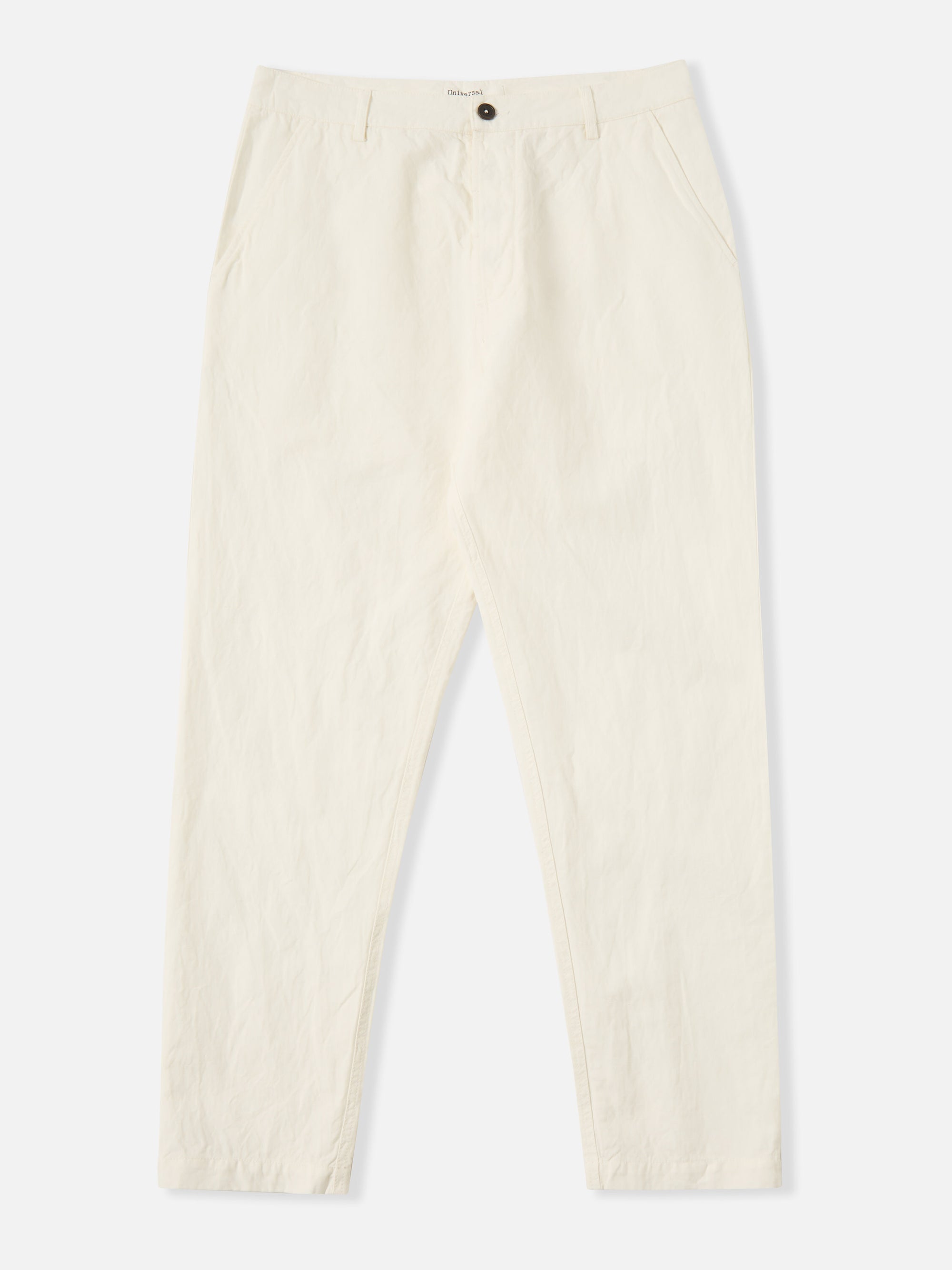 Ecru Slub Linen Weave Military Chino