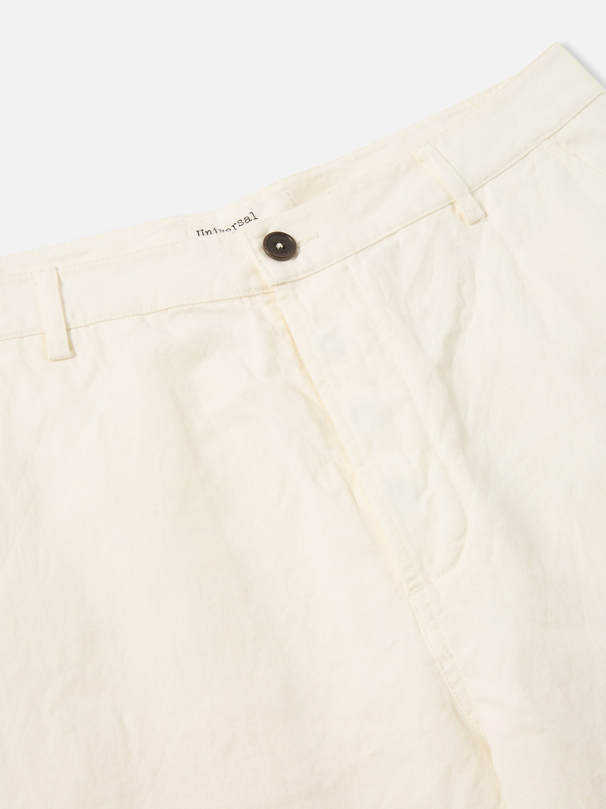 Ecru Slub Linen Weave Military Chino
