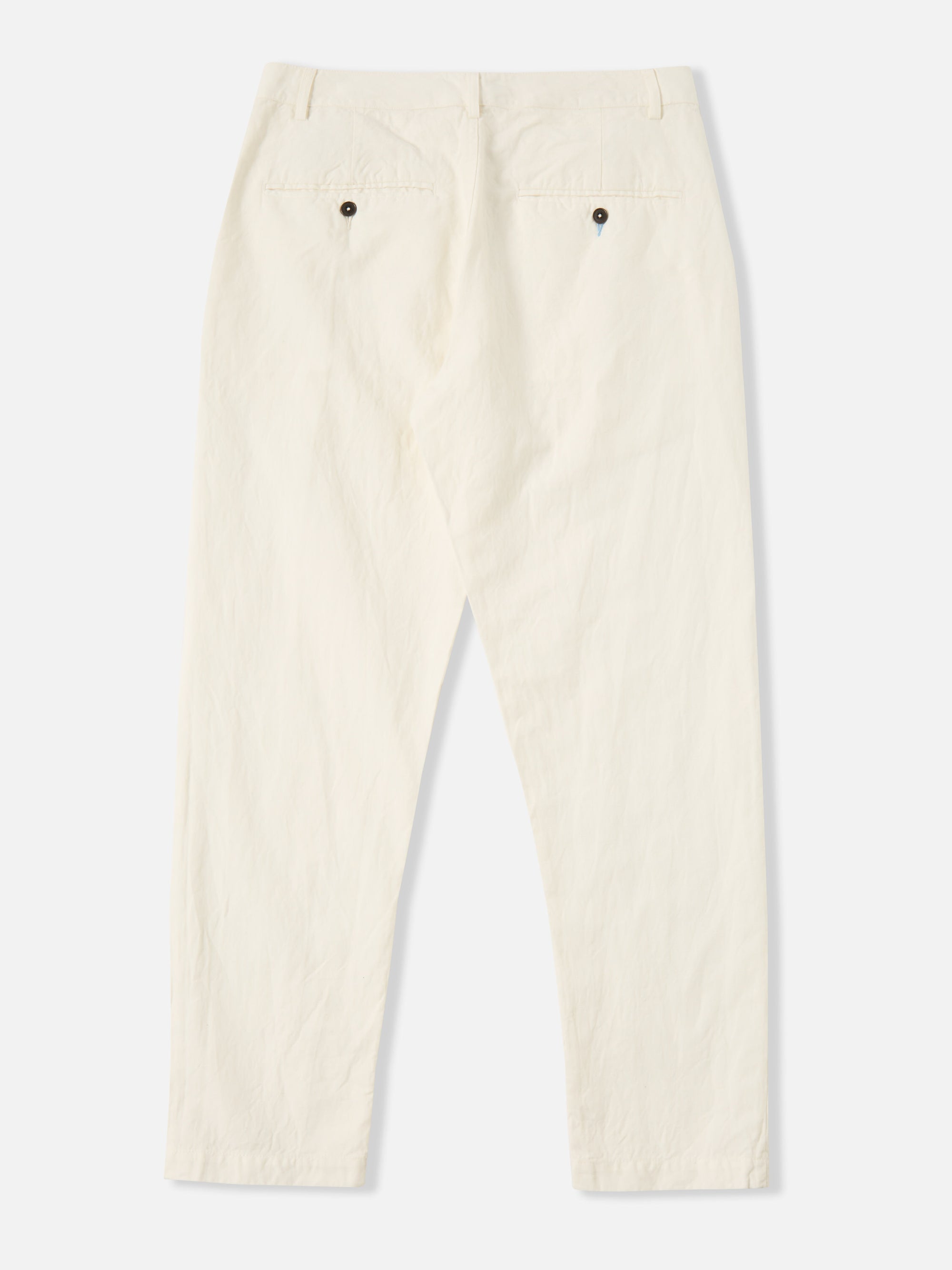 Ecru Slub Linen Weave Military Chino