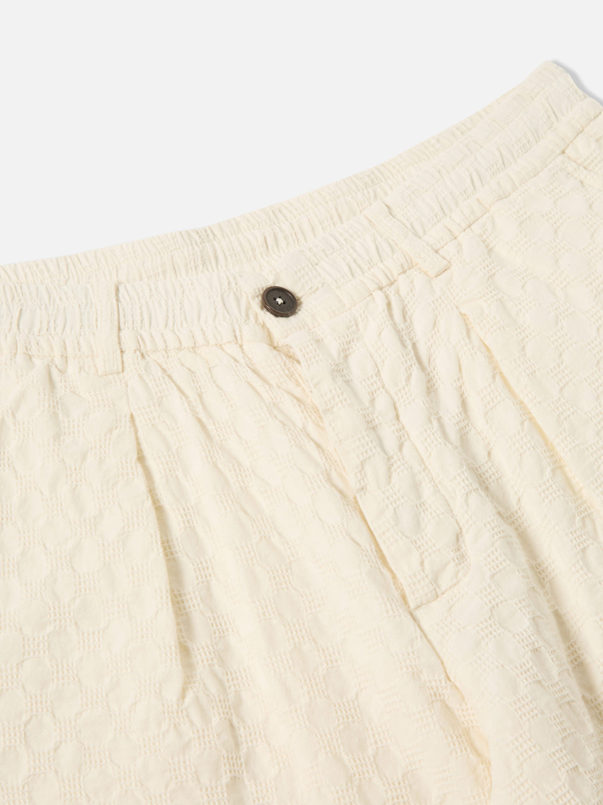 Ecru Dot Waffle Pleated Track Short