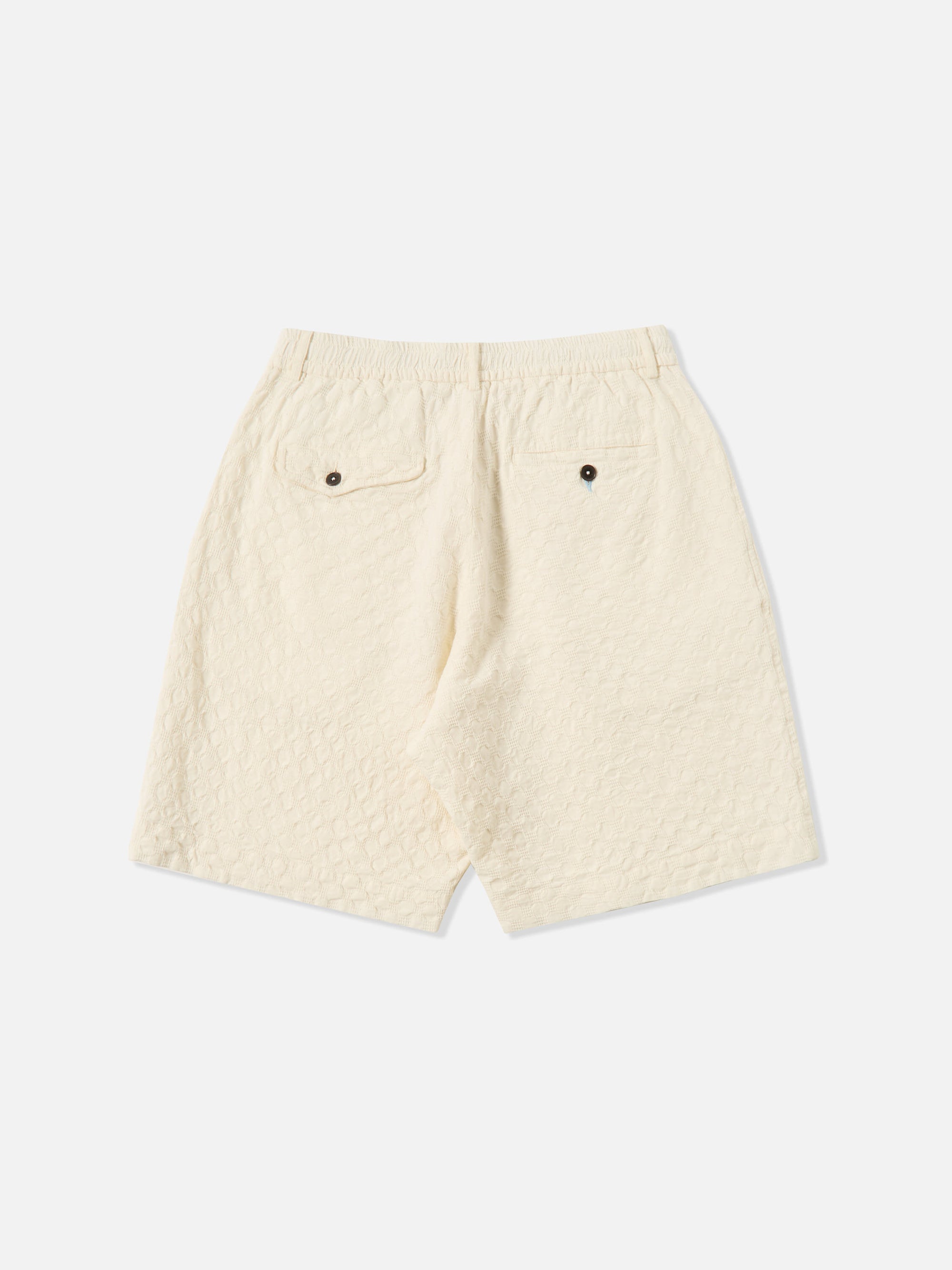 Ecru Dot Waffle Pleated Track Short