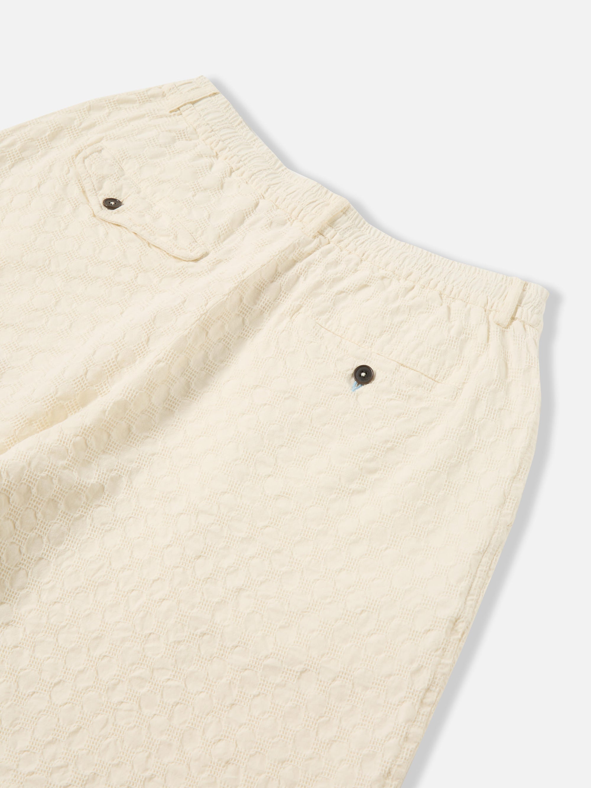 Ecru Dot Waffle Pleated Track Short