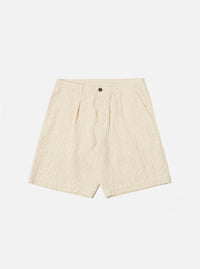 Ecru Dot Waffle Pleated Track Short