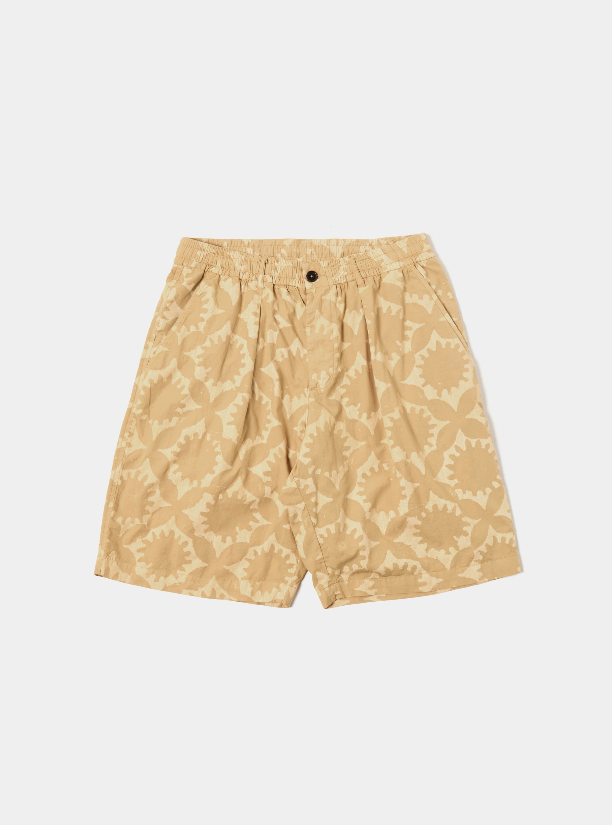 Sand Over Dyed Sun Print Pleated Track Short