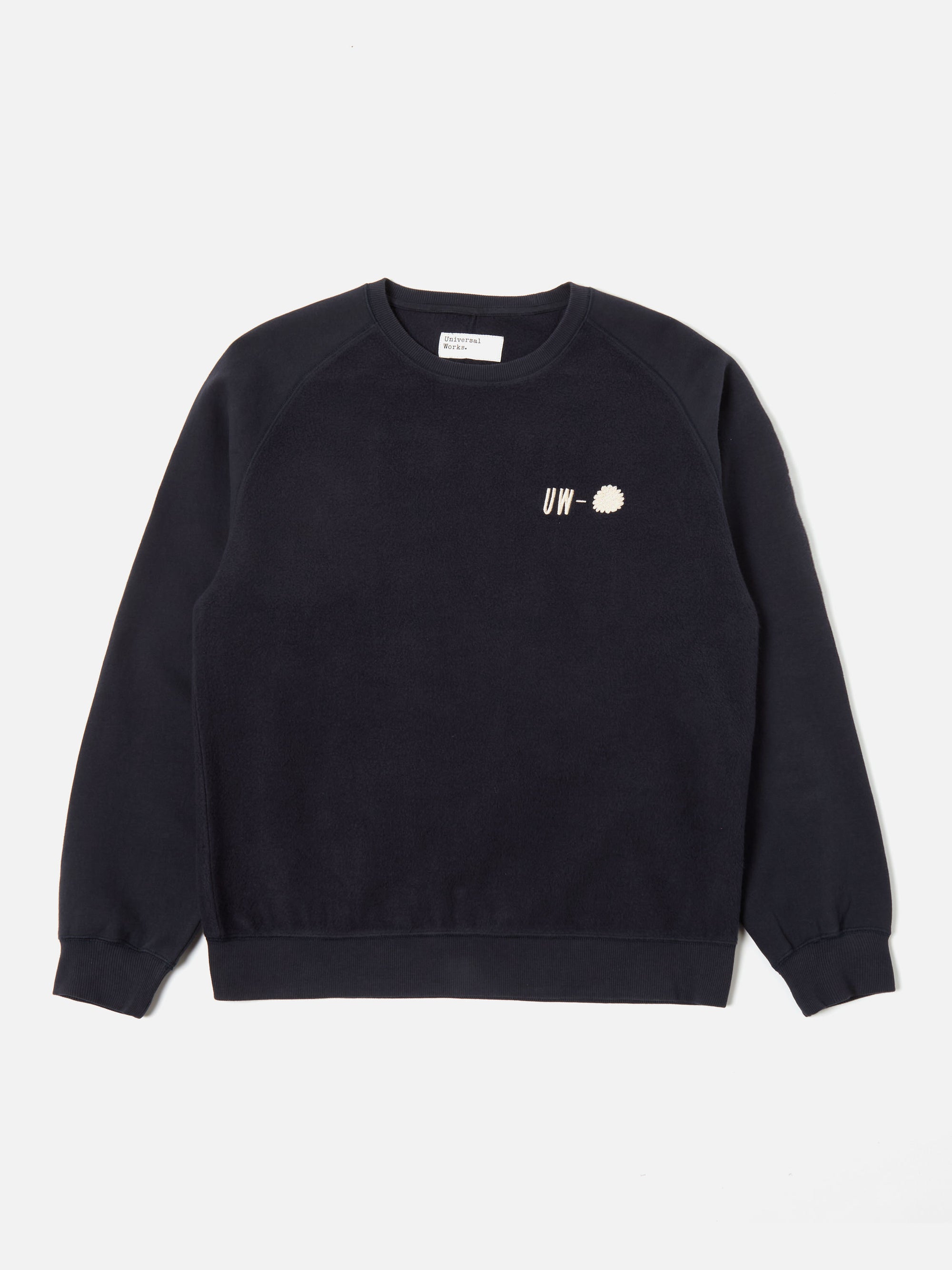 Navy Hotel Deluxe' Embroidered Brush Back Crew Sweat