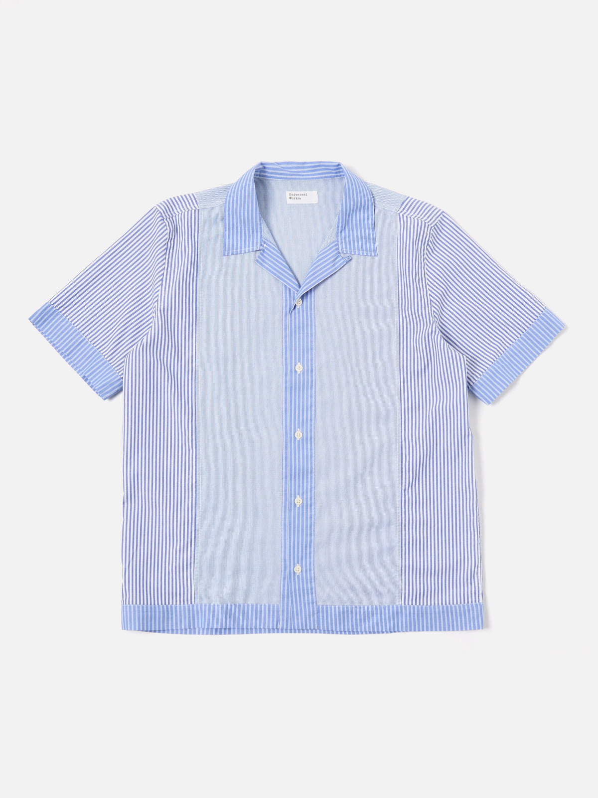 Blue/White Classic Principe Mix Border Panel Shirt
