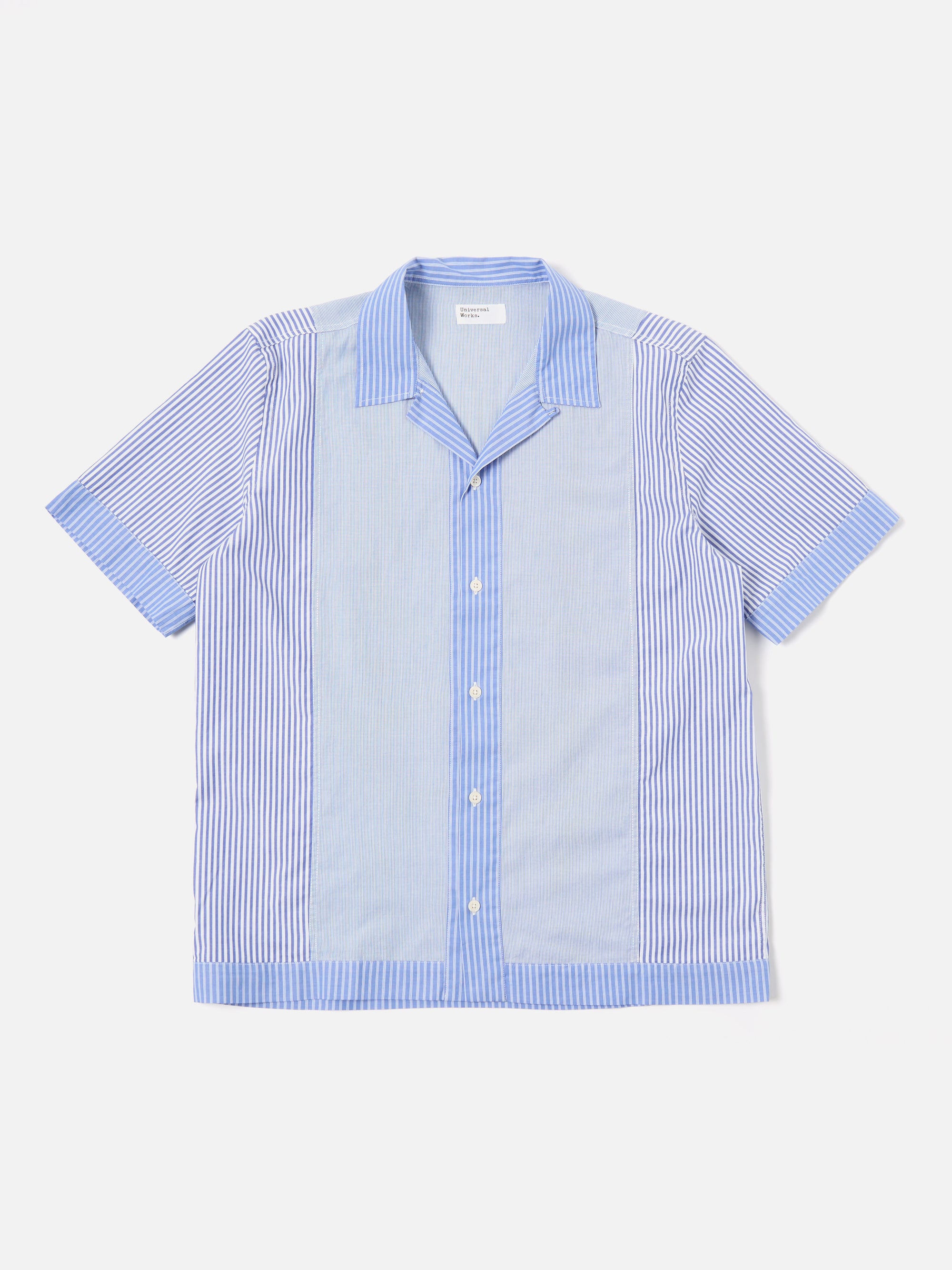 Blue/White Classic Principe Mix Border Panel Shirt