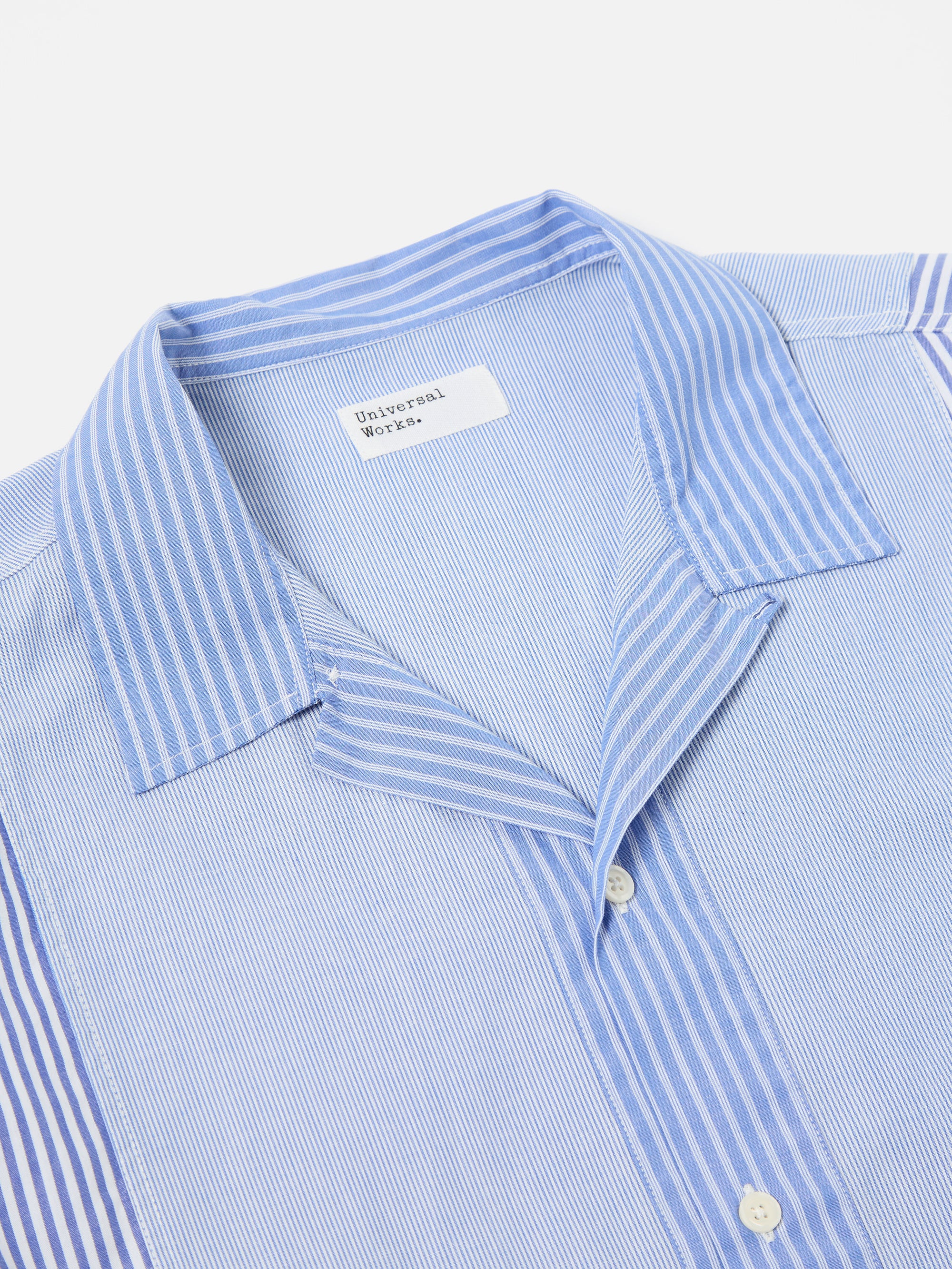 Blue/White Classic Principe Mix Border Panel Shirt