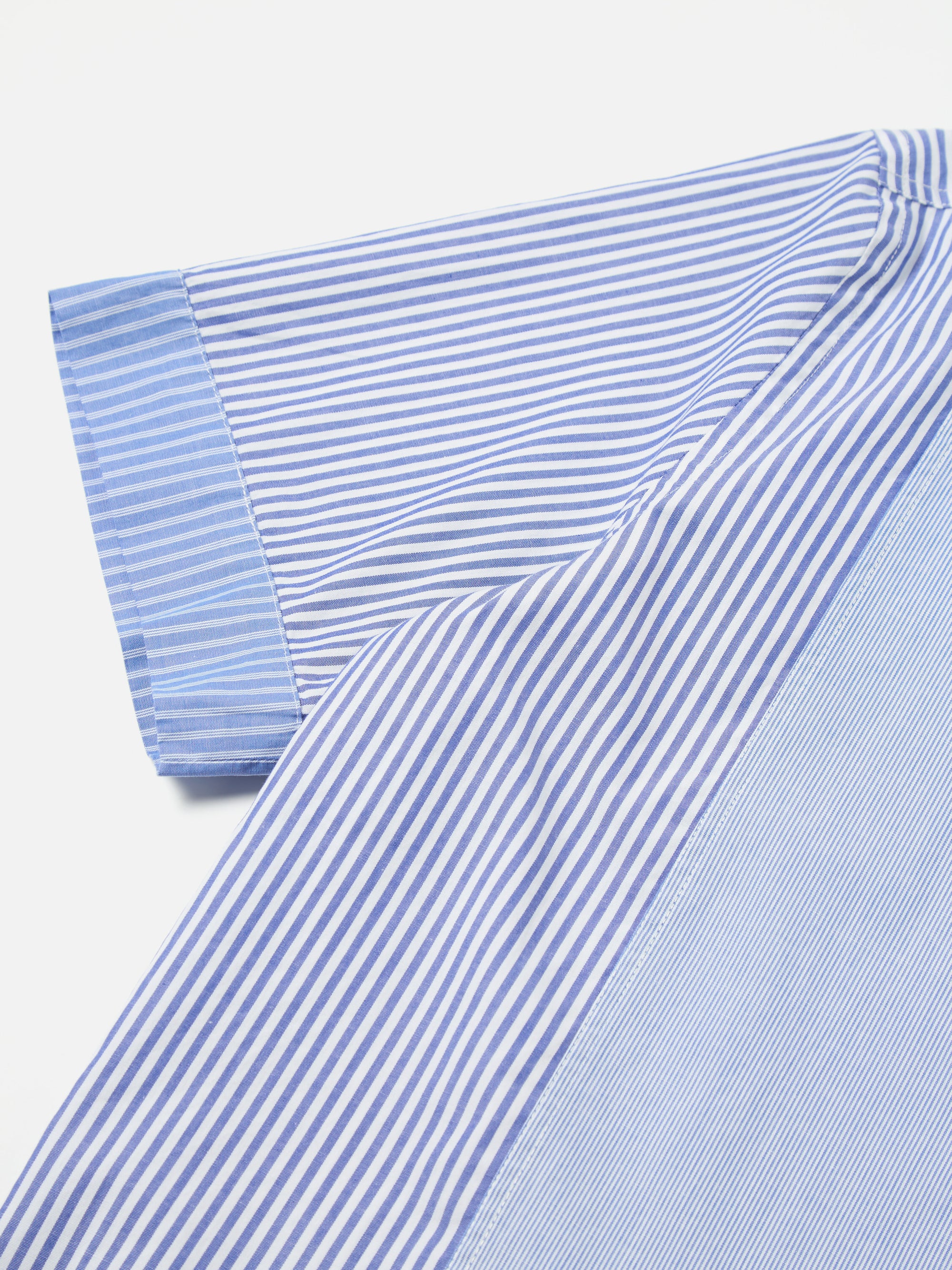 Blue/White Classic Principe Mix Border Panel Shirt