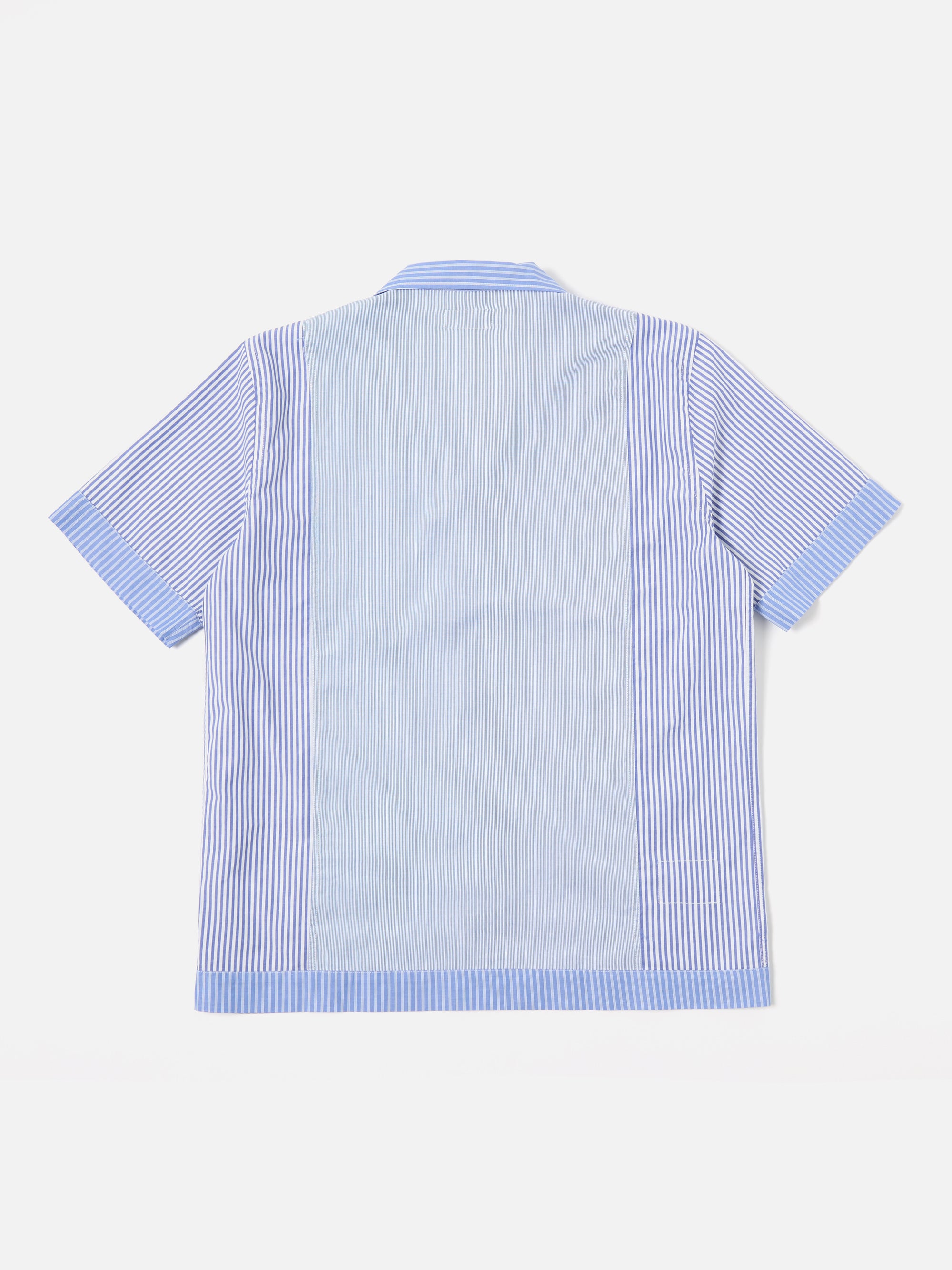 Blue/White Classic Principe Mix Border Panel Shirt