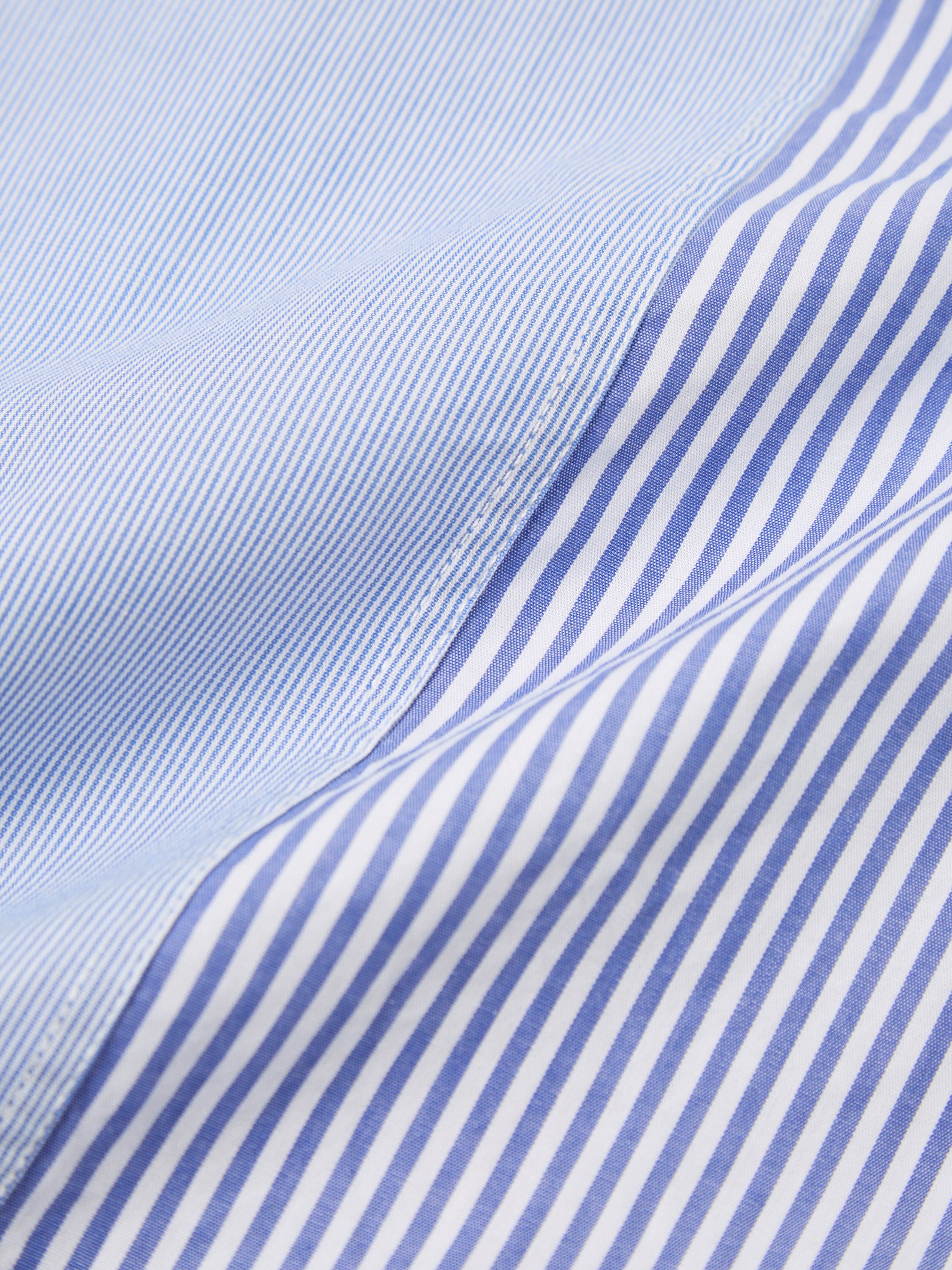 Blue/White Classic Principe Mix Border Panel Shirt