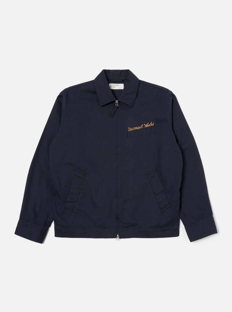 Navy Embroidered Works Twill Windcheater