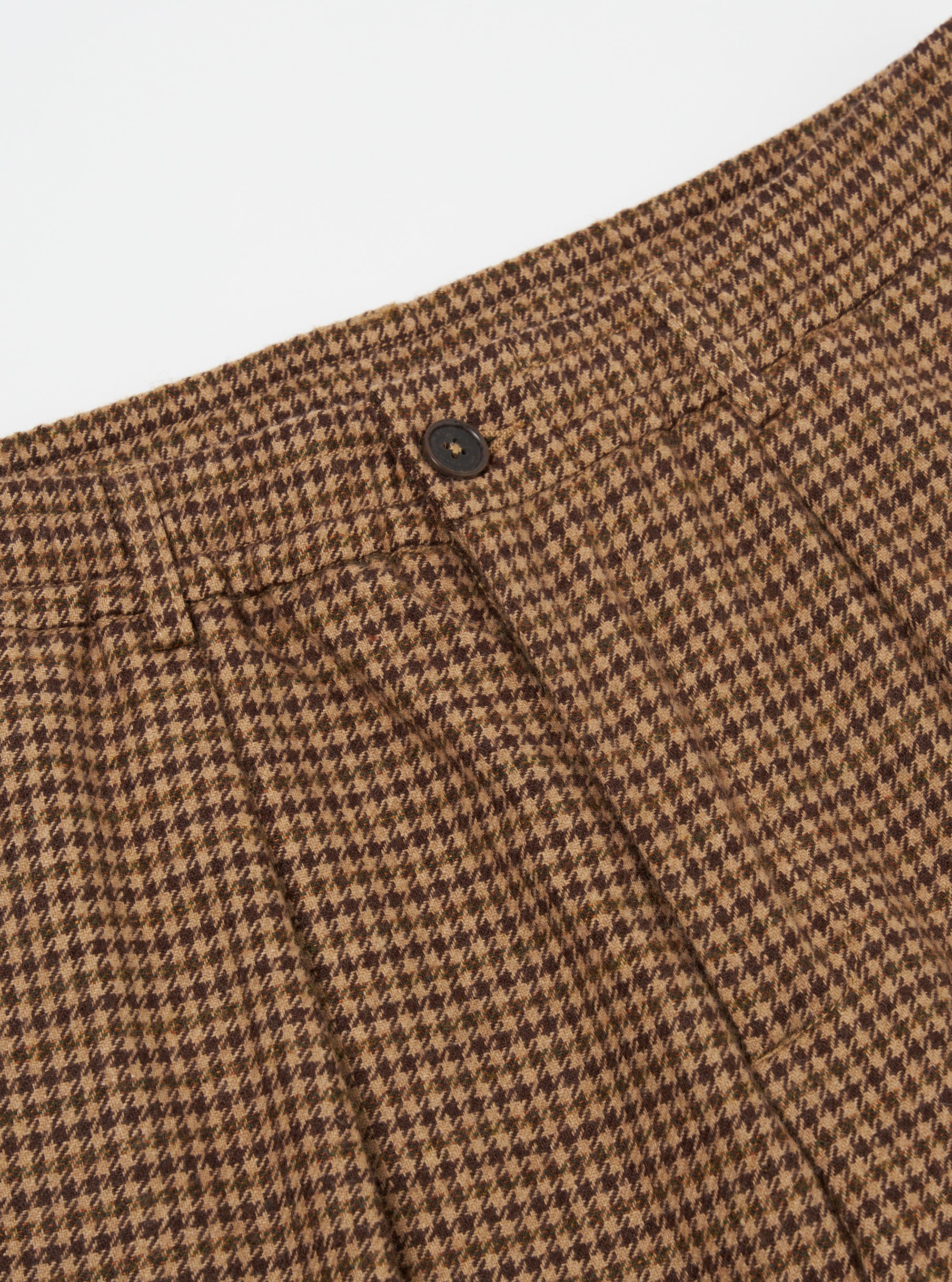 Sand Houndstooth Tweed Oxford Pant
