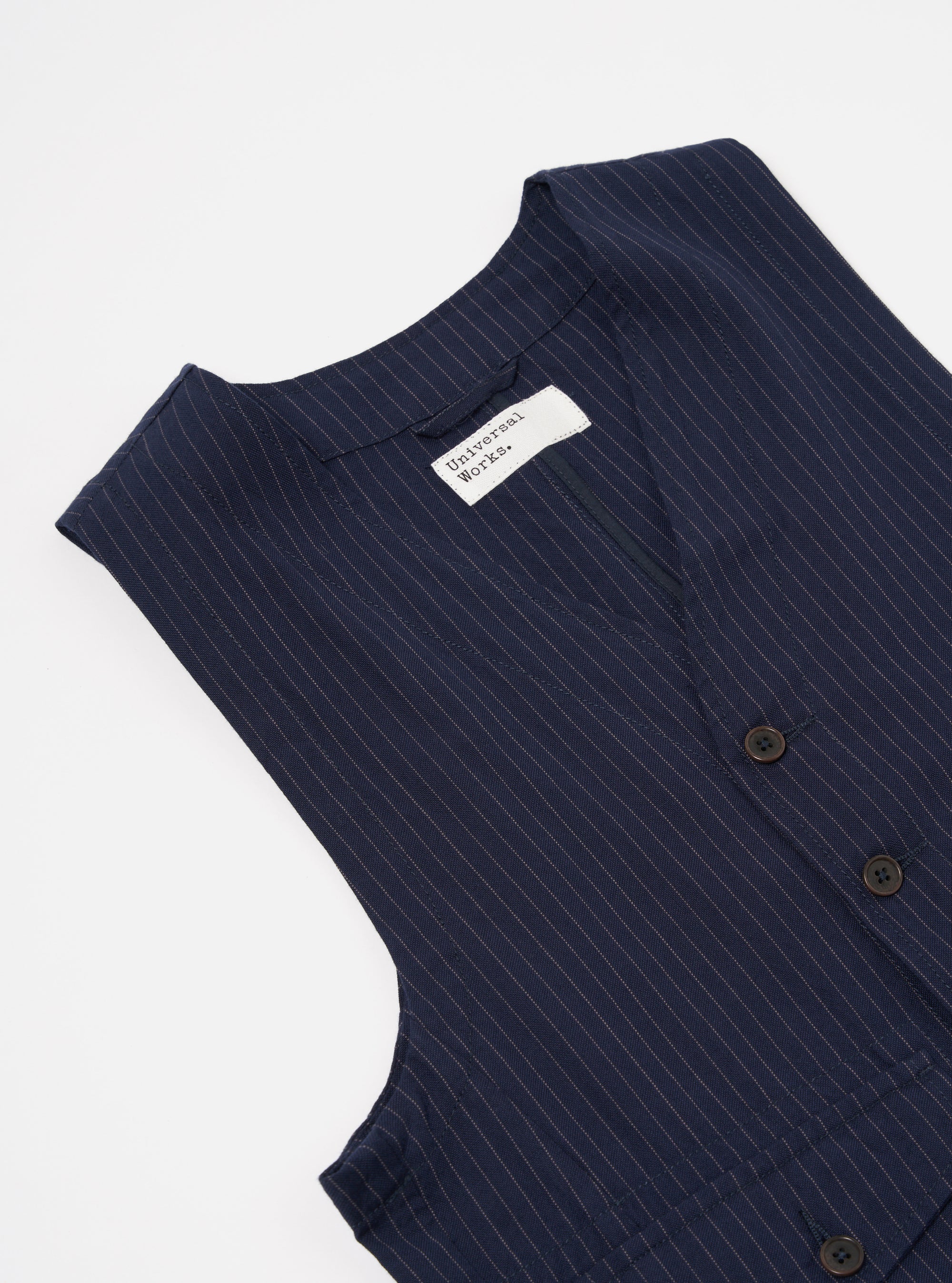 Navy Cotton Pinstripe Field Waistcoat
