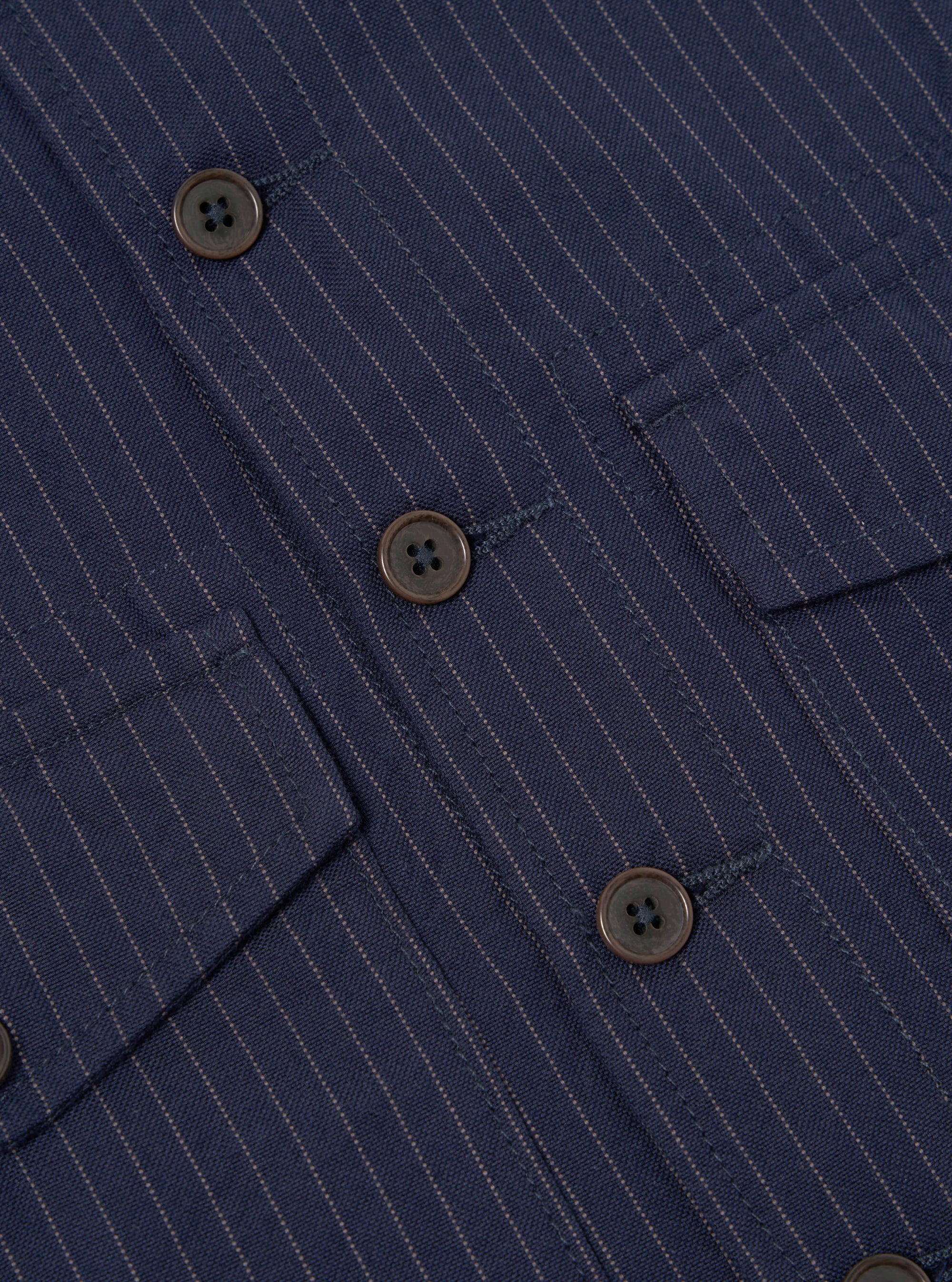 Navy Cotton Pinstripe Field Waistcoat