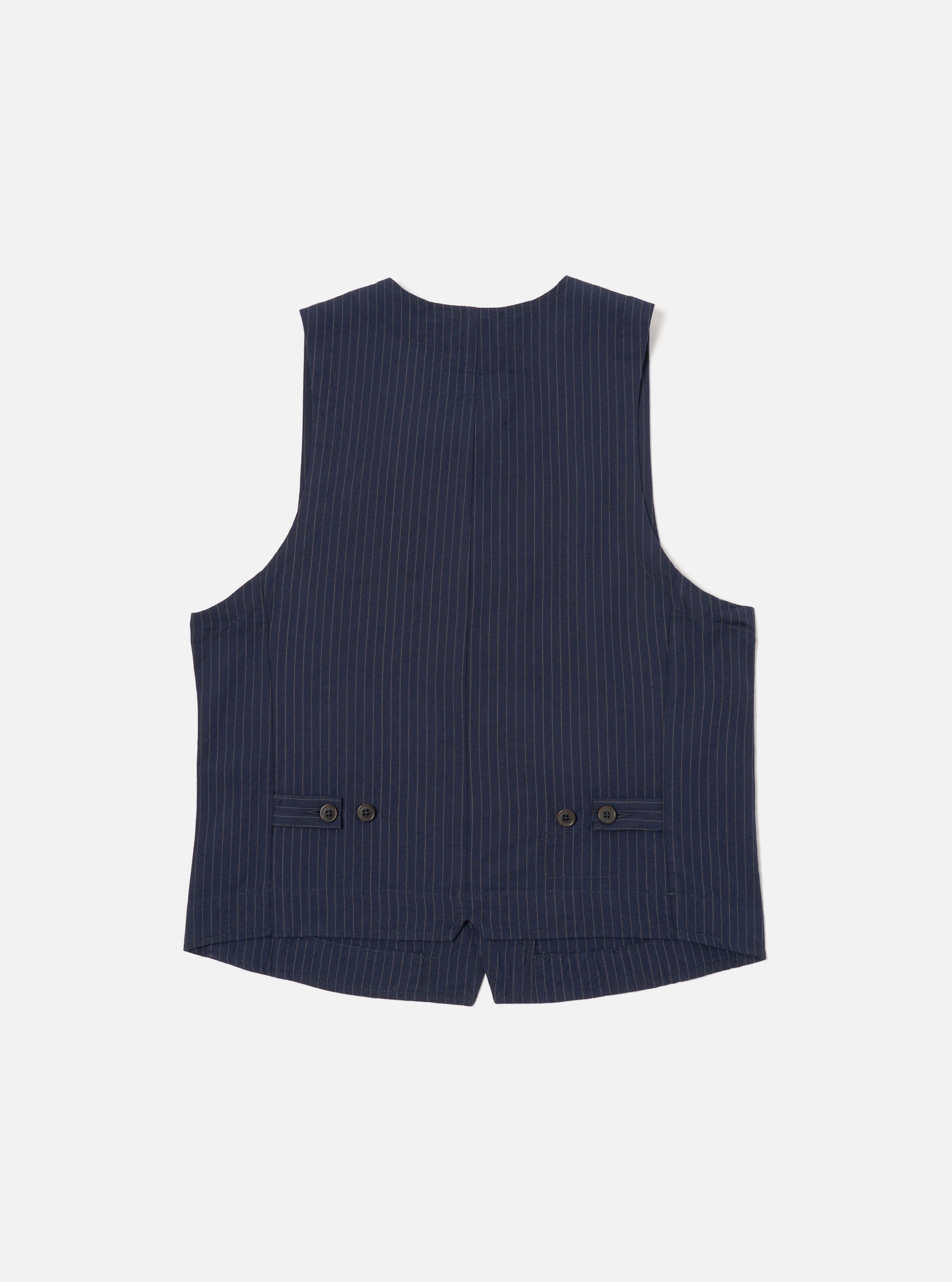 Navy Cotton Pinstripe Field Waistcoat