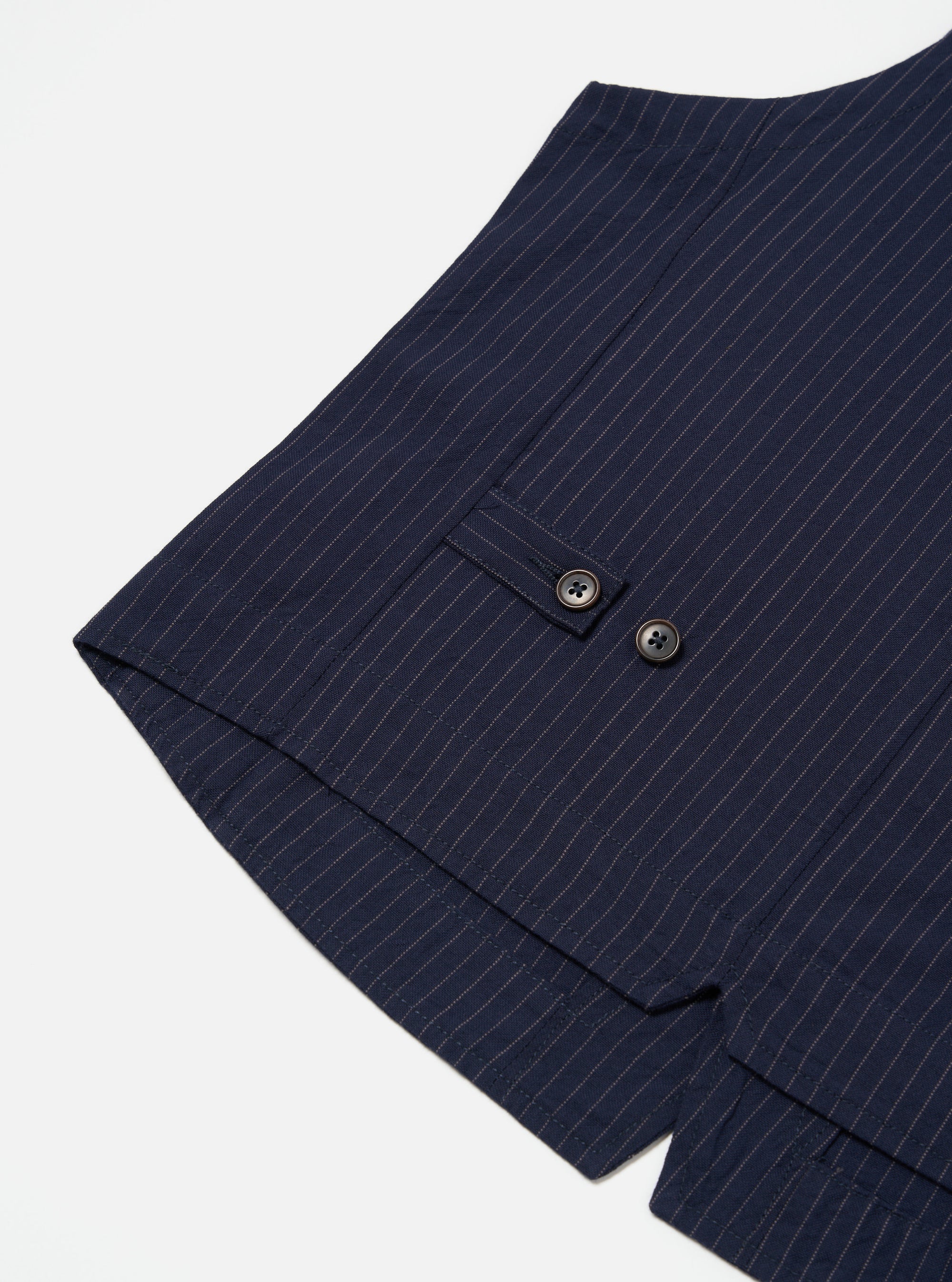 Navy Cotton Pinstripe Field Waistcoat