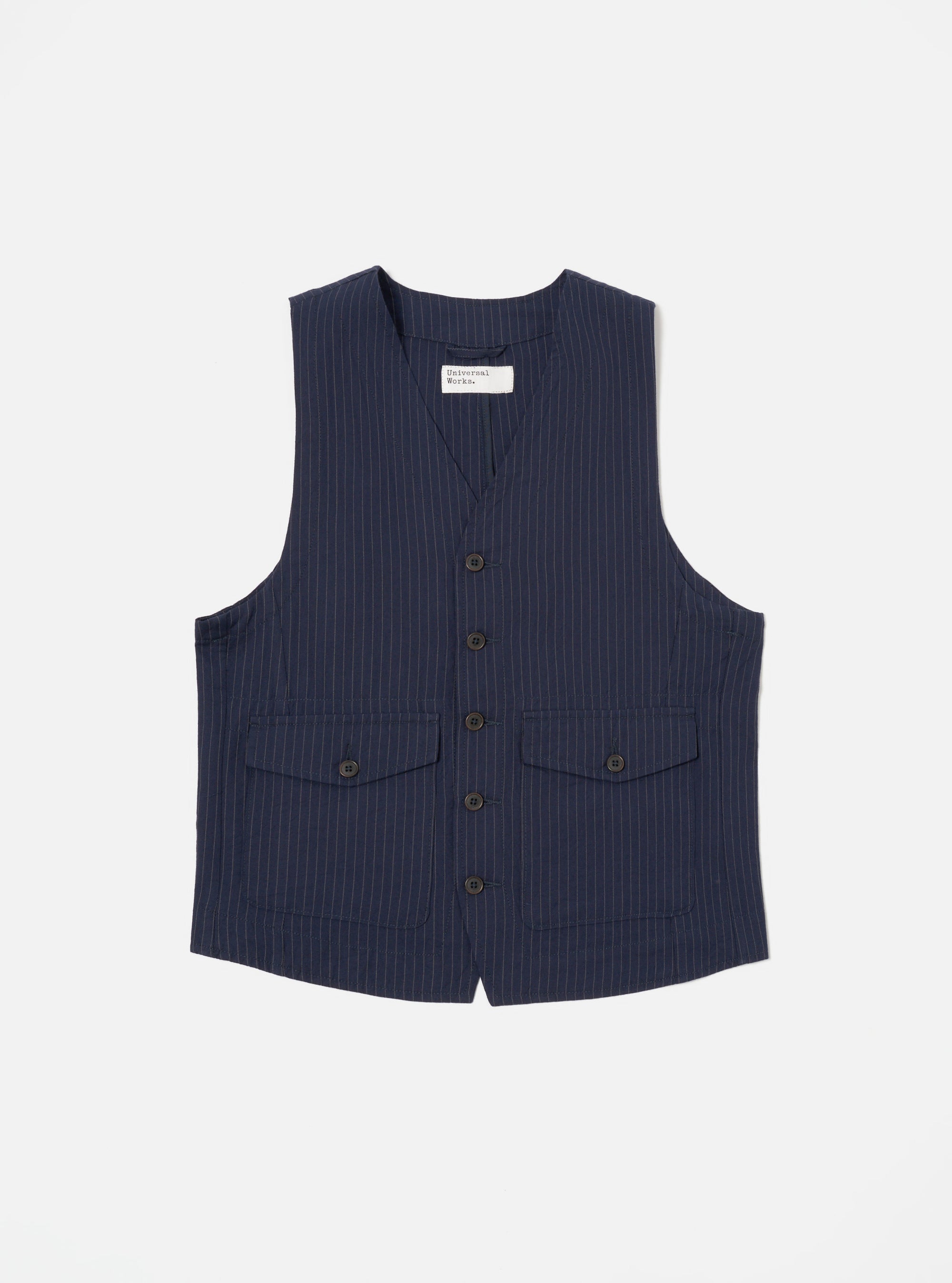 Navy Cotton Pinstripe Field Waistcoat
