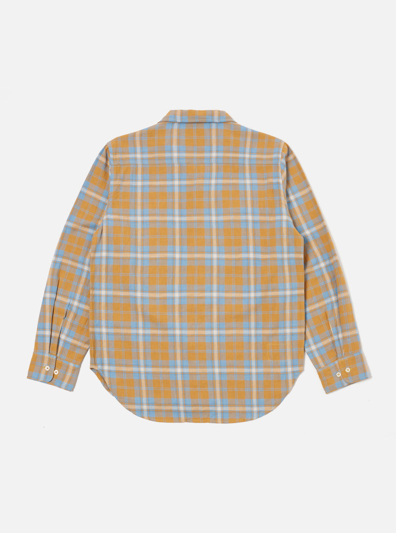 Gold Slub Twill Check Work Shirt