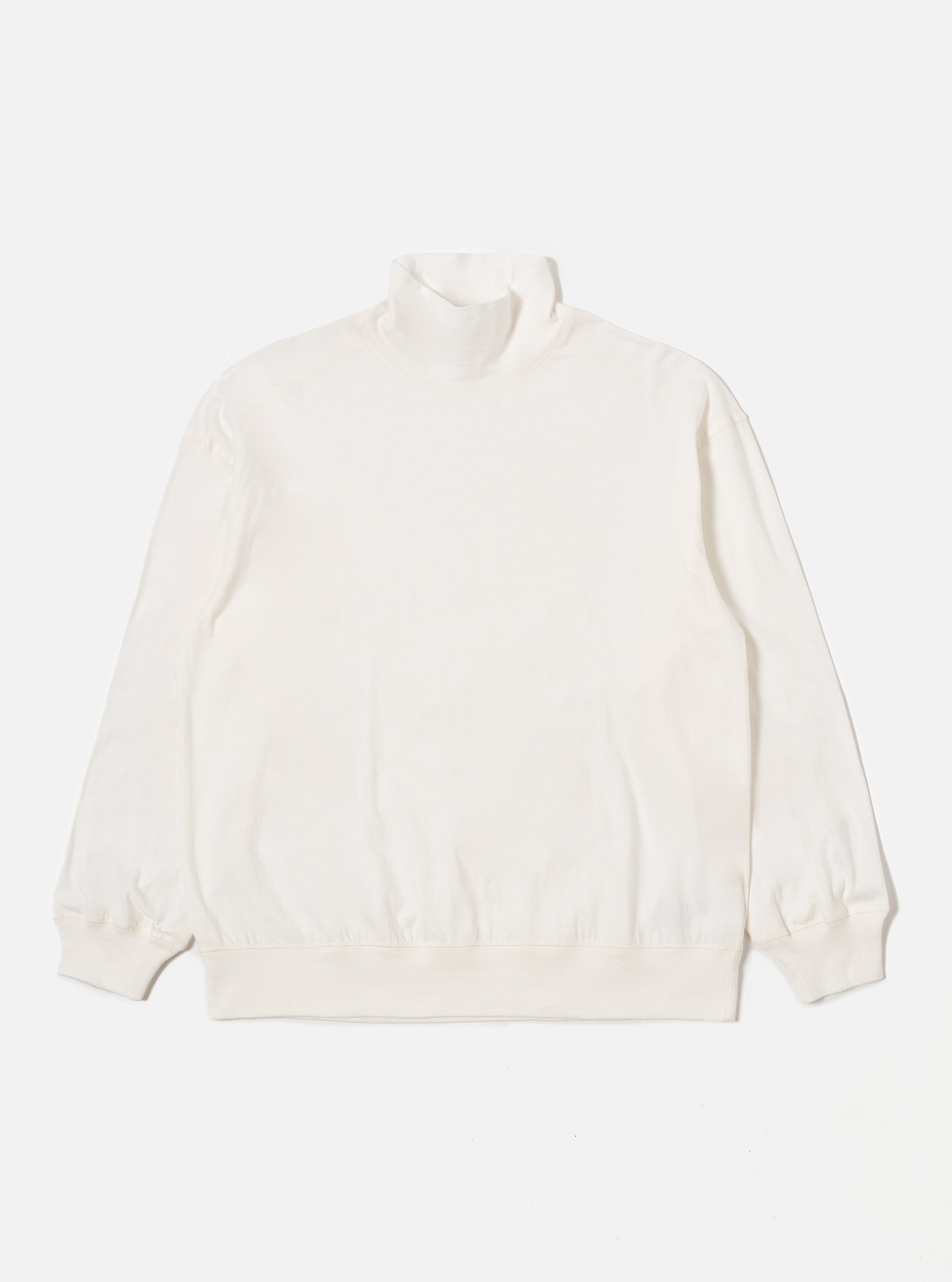 Ecru Single Jersey  Funnel Neck Tee