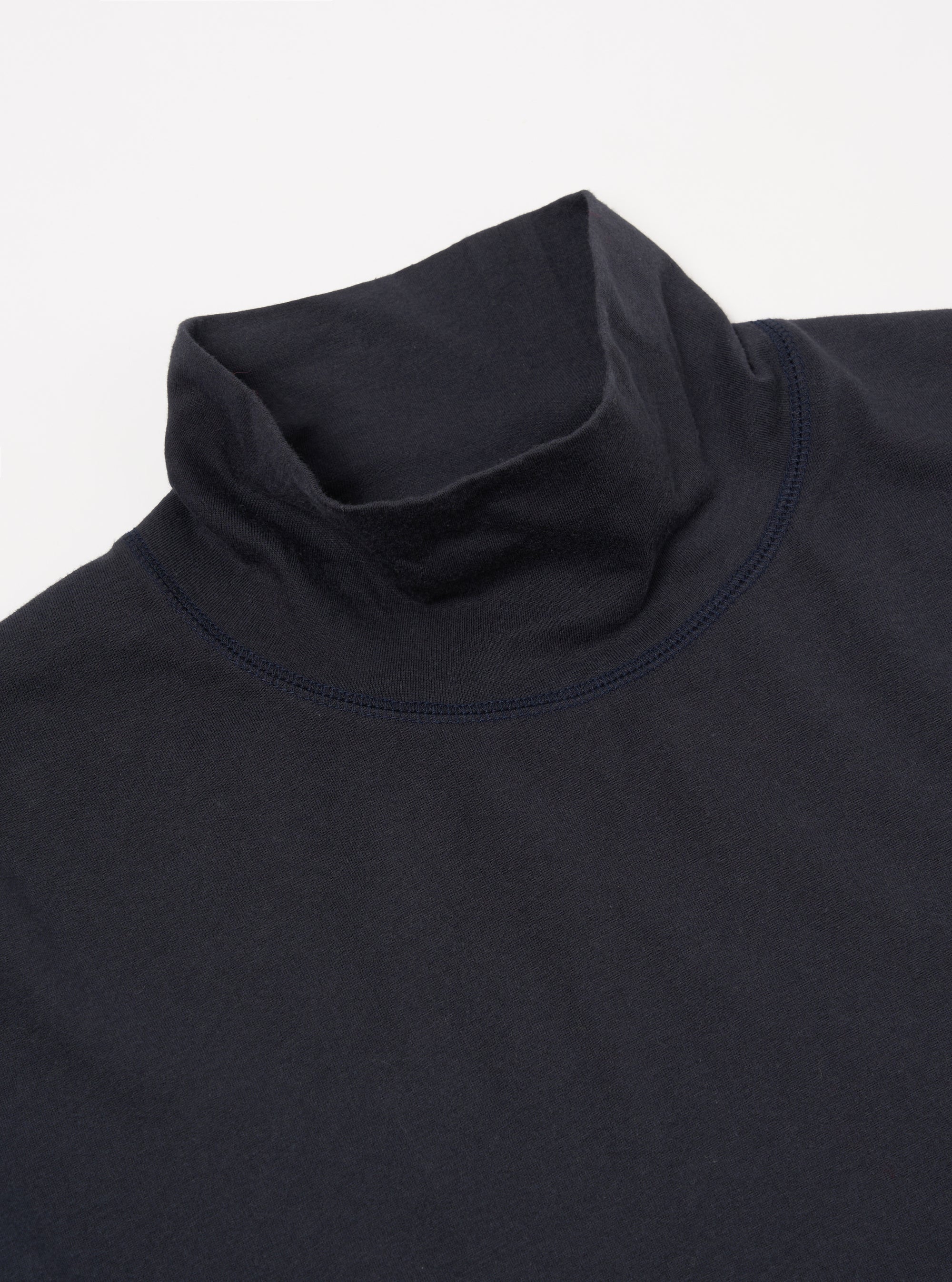 Navy Single Jersey  Funnel Neck Tee