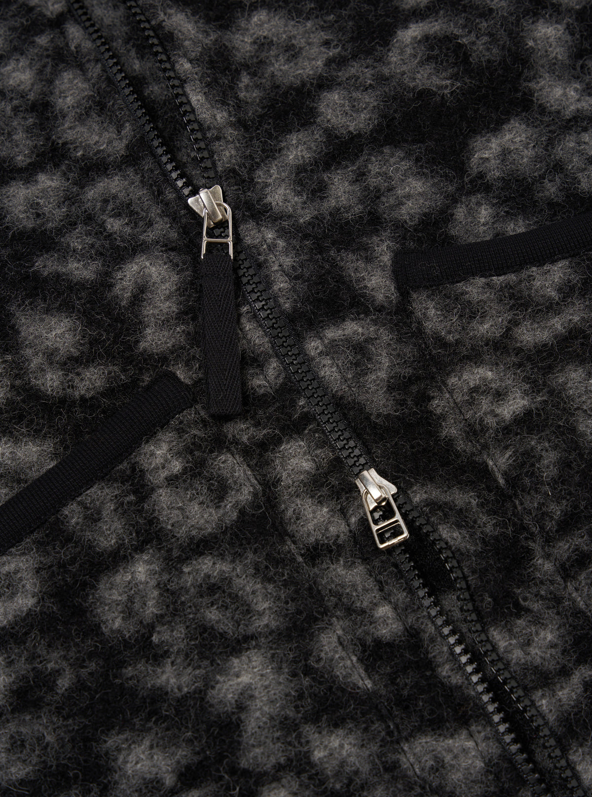 Black/Charcoal Leopard Fleece Zip Waistcoat