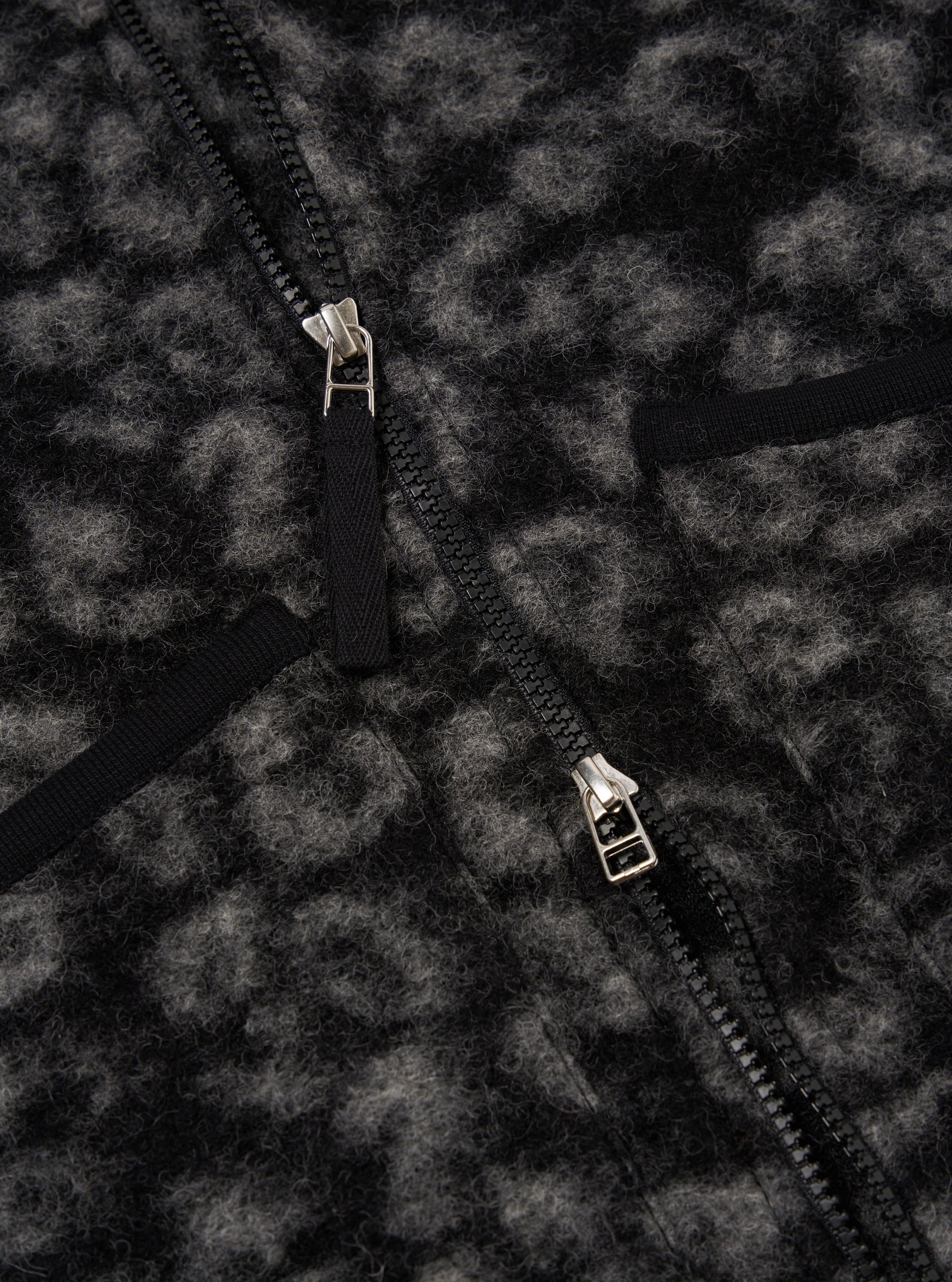Black/Charcoal Leopard Fleece Zip Waistcoat