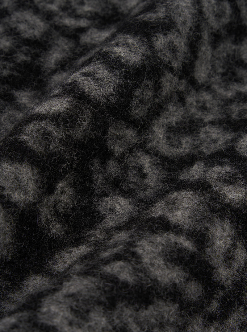 Black/Charcoal Leopard Fleece Zip Waistcoat
