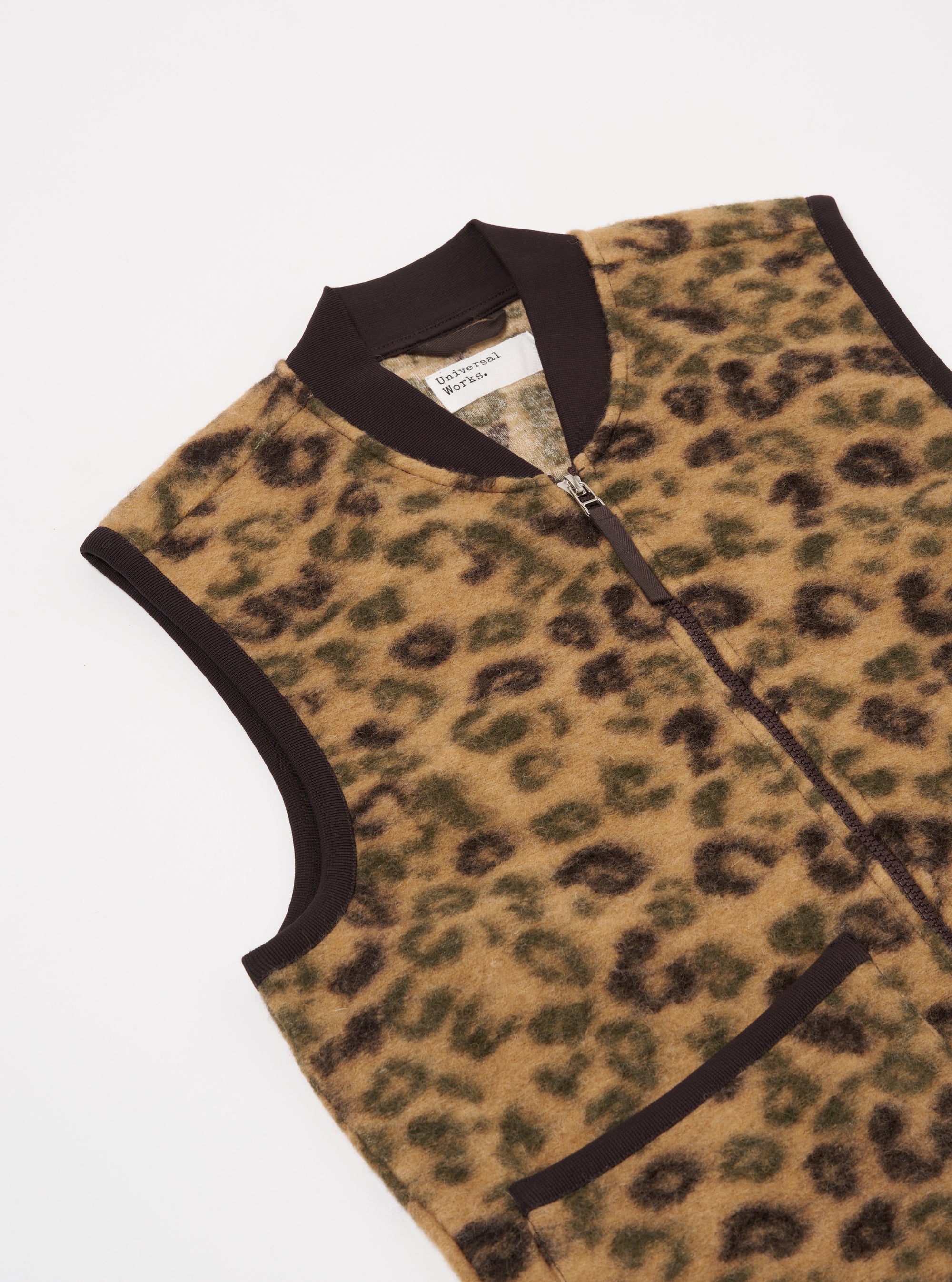 Camo Leopard Fleece Zip Waistcoat