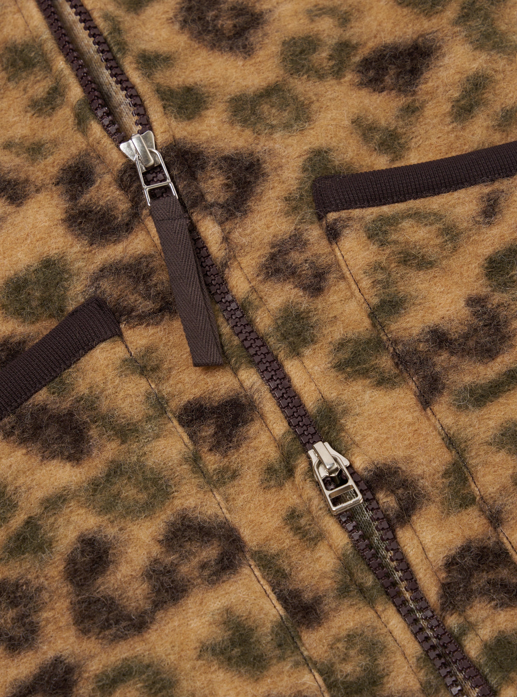Camo Leopard Fleece Zip Waistcoat