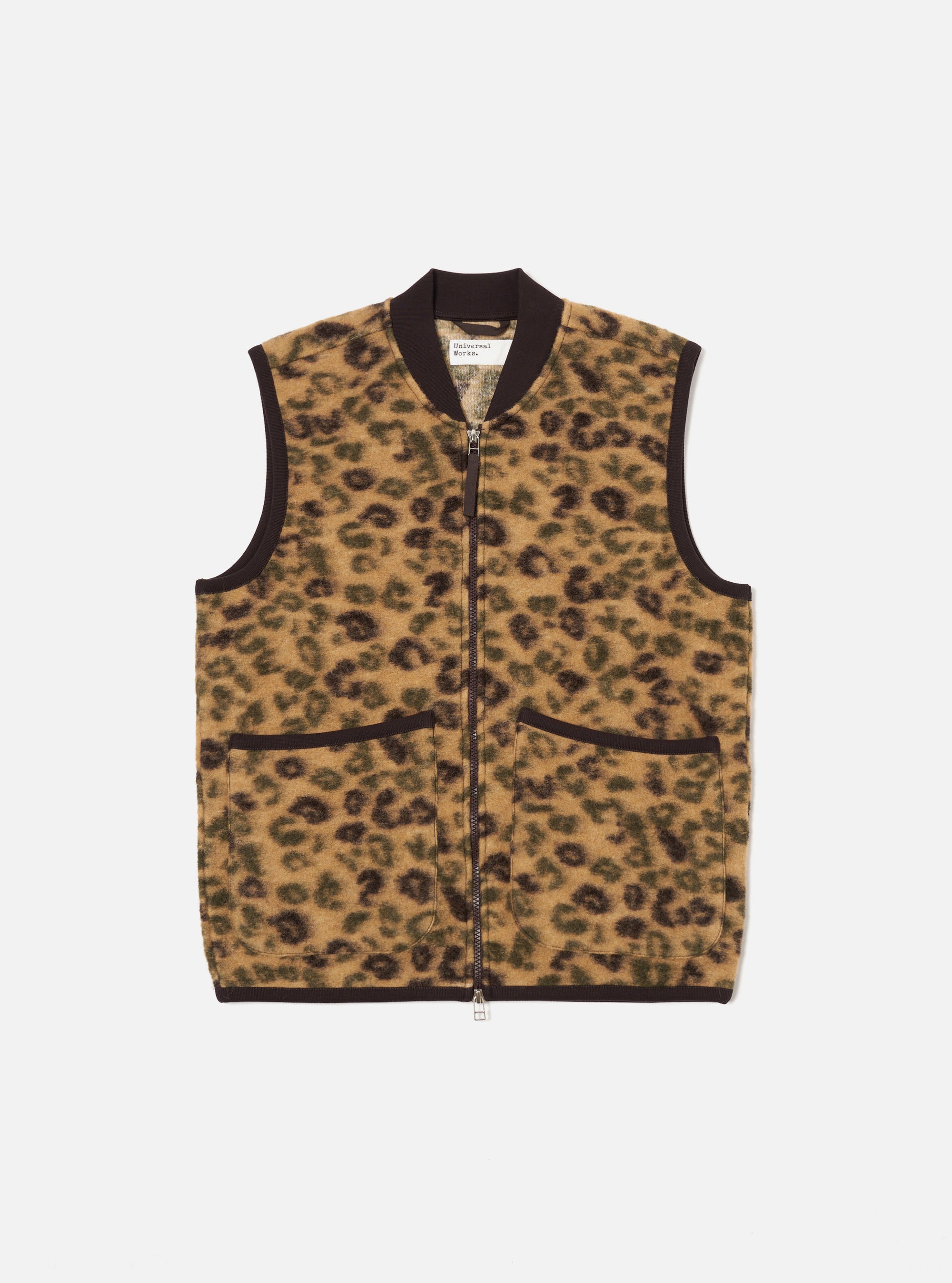 Camo Leopard Fleece Zip Waistcoat