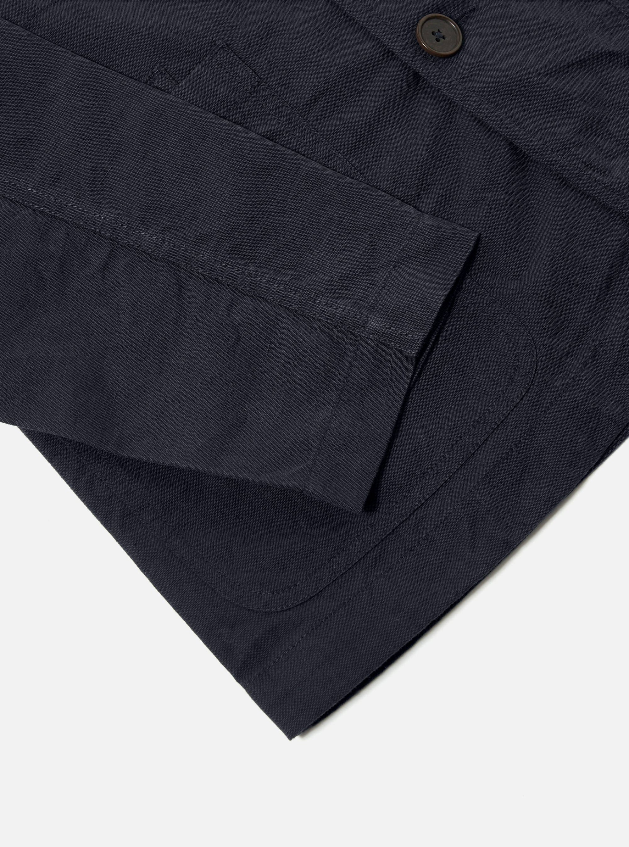 Navy Linen Slub Weave Bakers Jacket