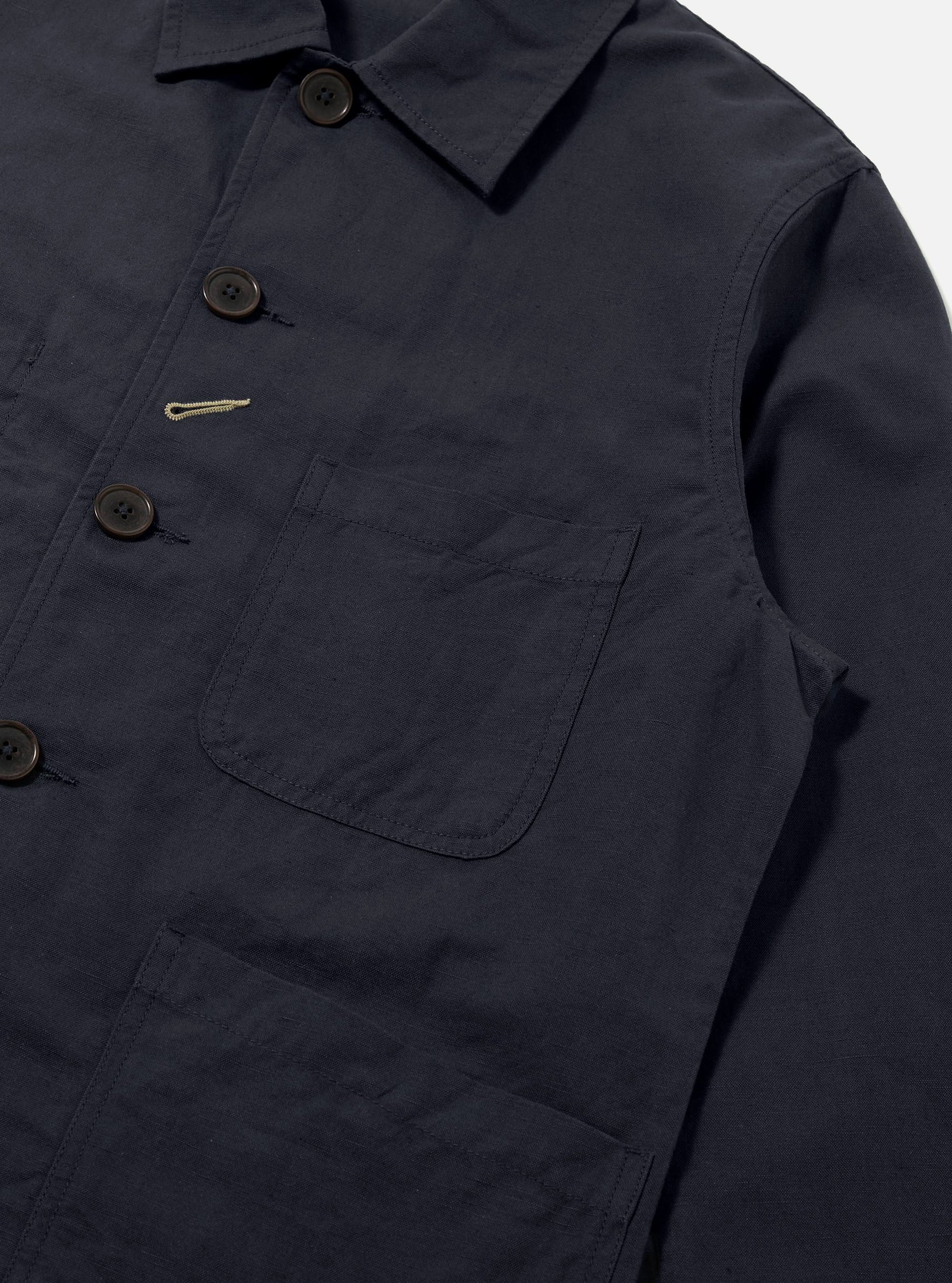 Navy Linen Slub Weave Bakers Jacket