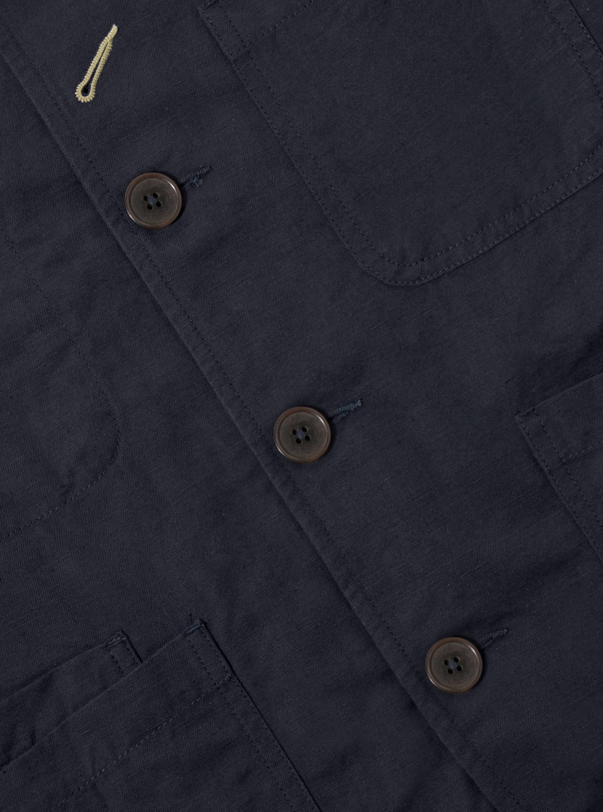 Navy Linen Slub Weave Bakers Jacket