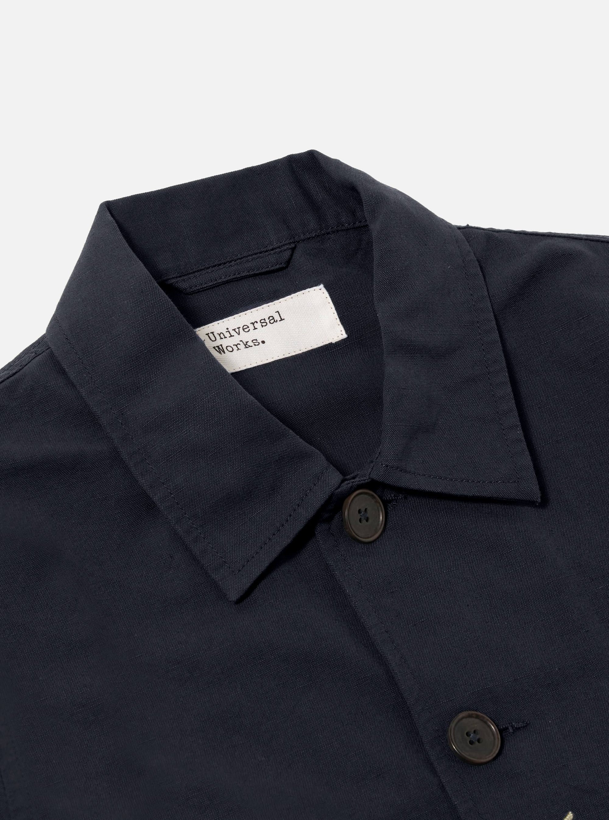 Navy Linen Slub Weave Bakers Jacket