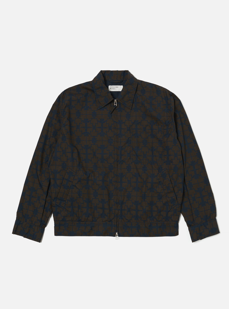 Navy Mitla Print Cotton Rose Bowl Jacket