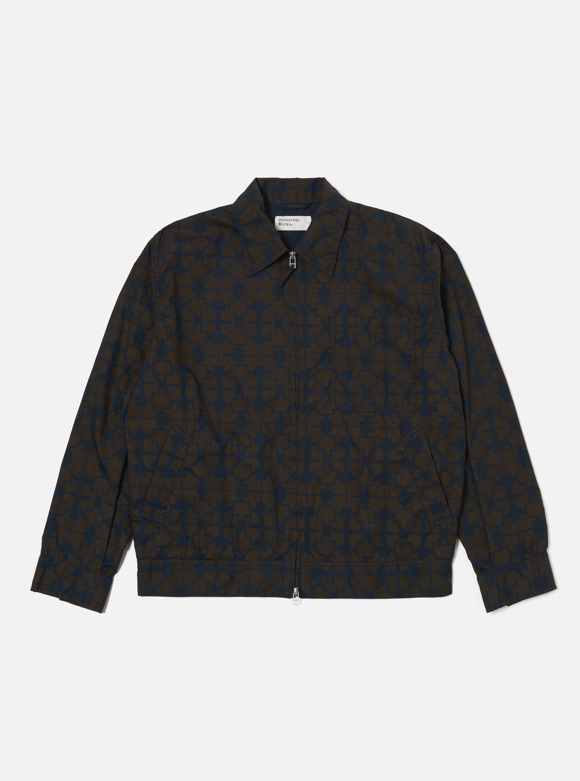 Navy Mitla Print Cotton Rose Bowl Jacket