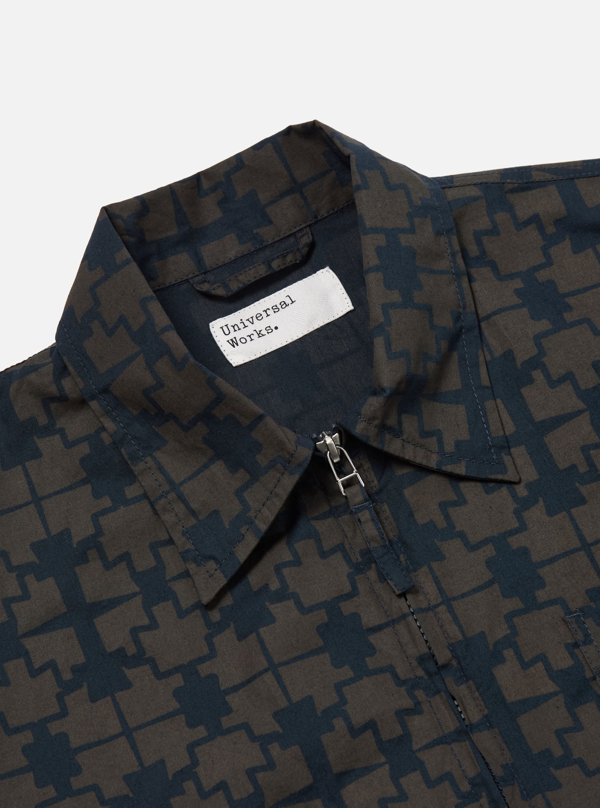 Navy Mitla Print Cotton Rose Bowl Jacket