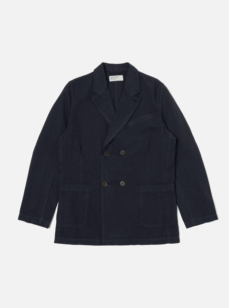 Navy Linen Slub Weave Manor Jacket