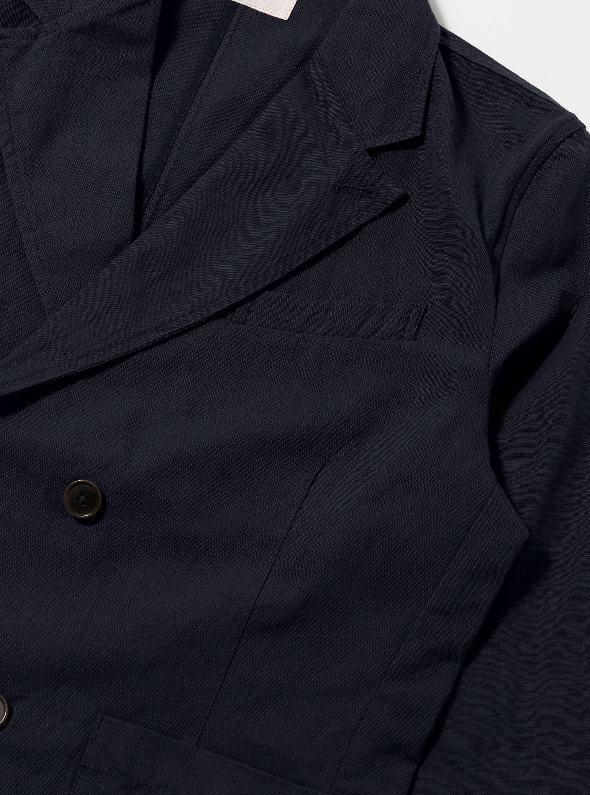 Navy Linen Slub Weave Manor Jacket