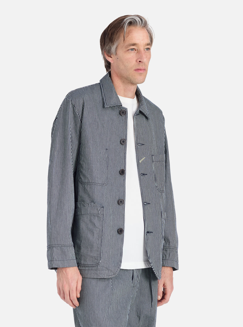 Indigo Hickory Stripe Denim Original Bakers Jacket