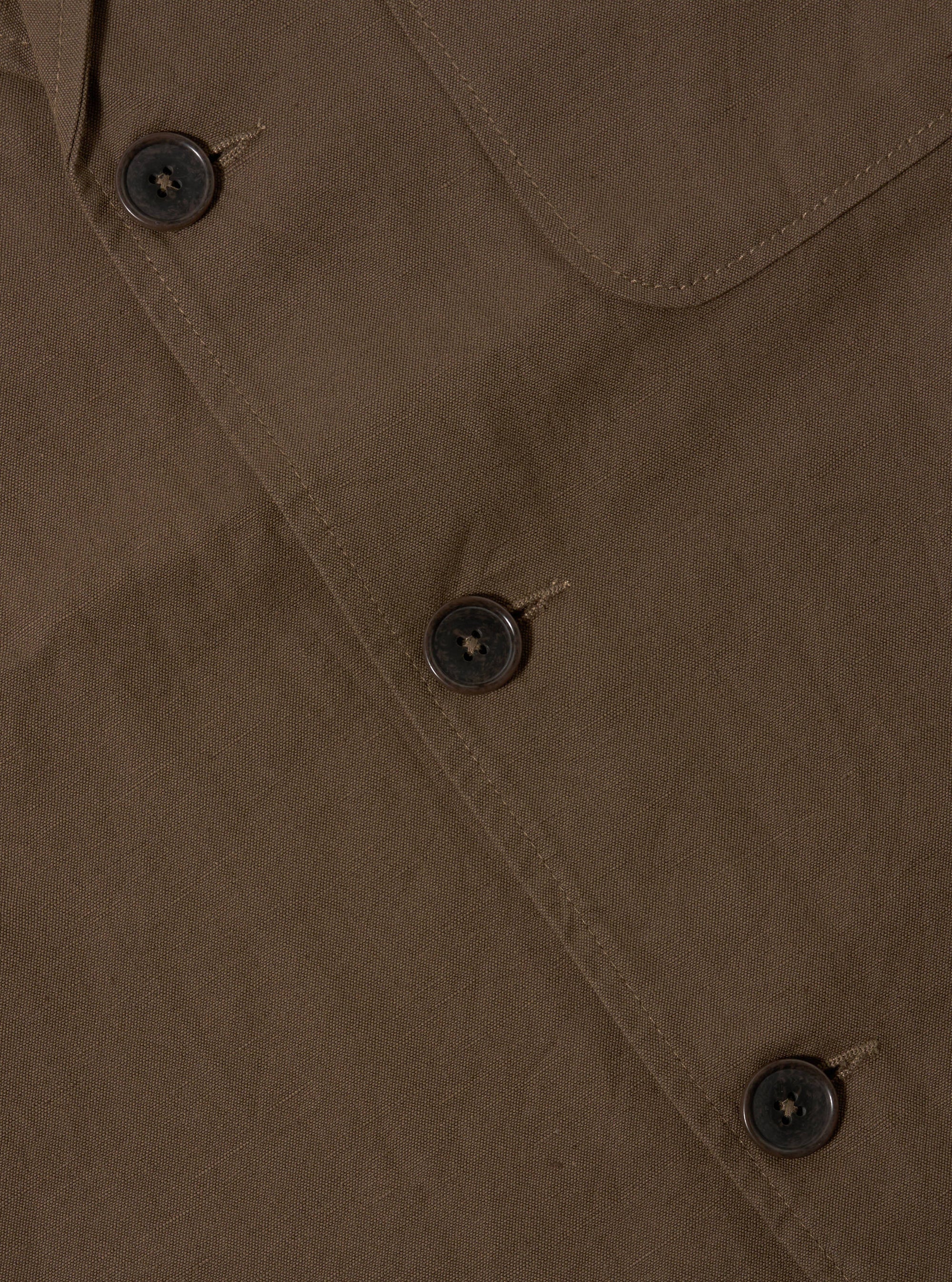 Khaki Linen Slub Weave Three Button Jacket