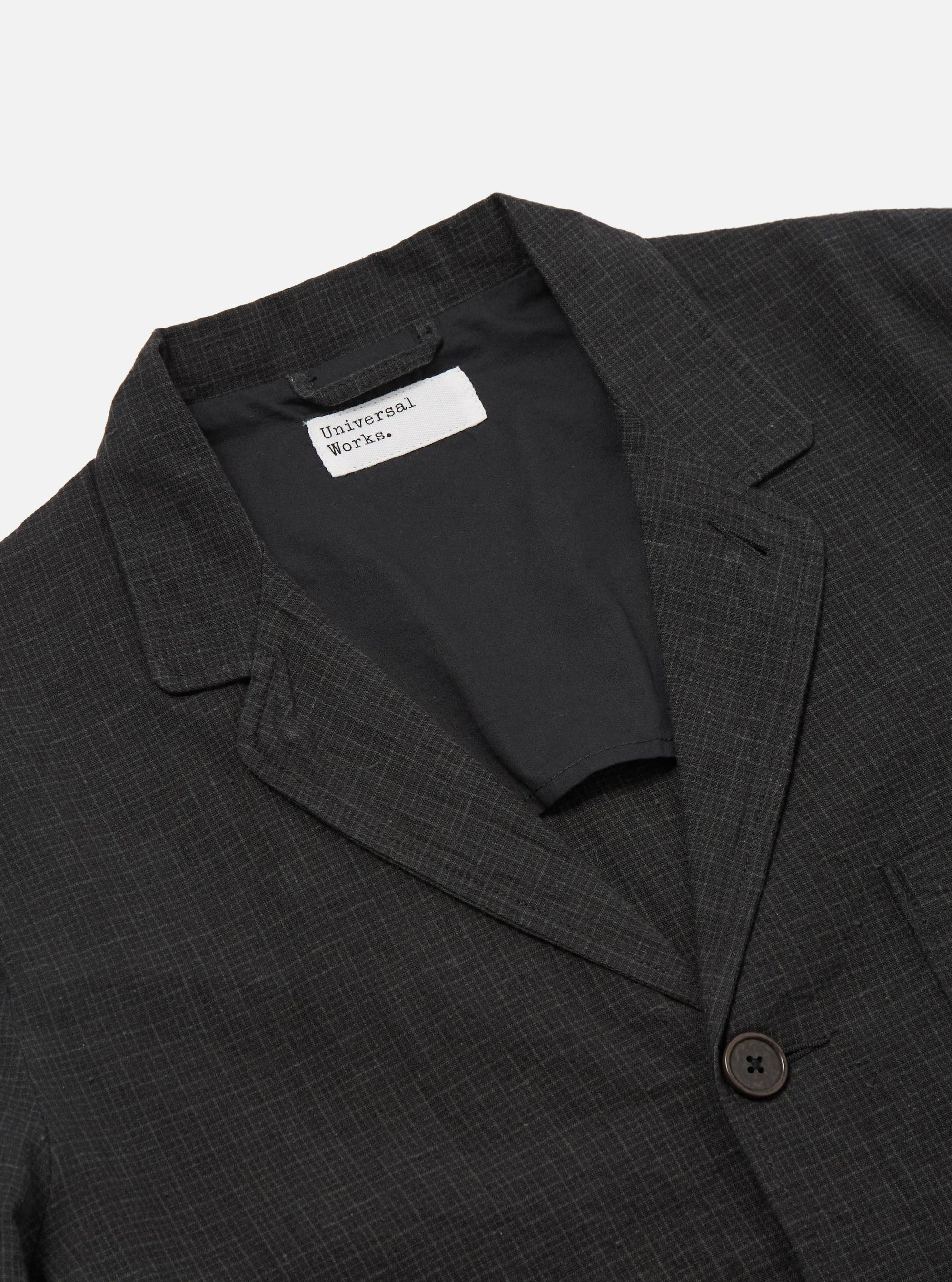 Charcoal Fine Linen Mix Three Button Jacket
