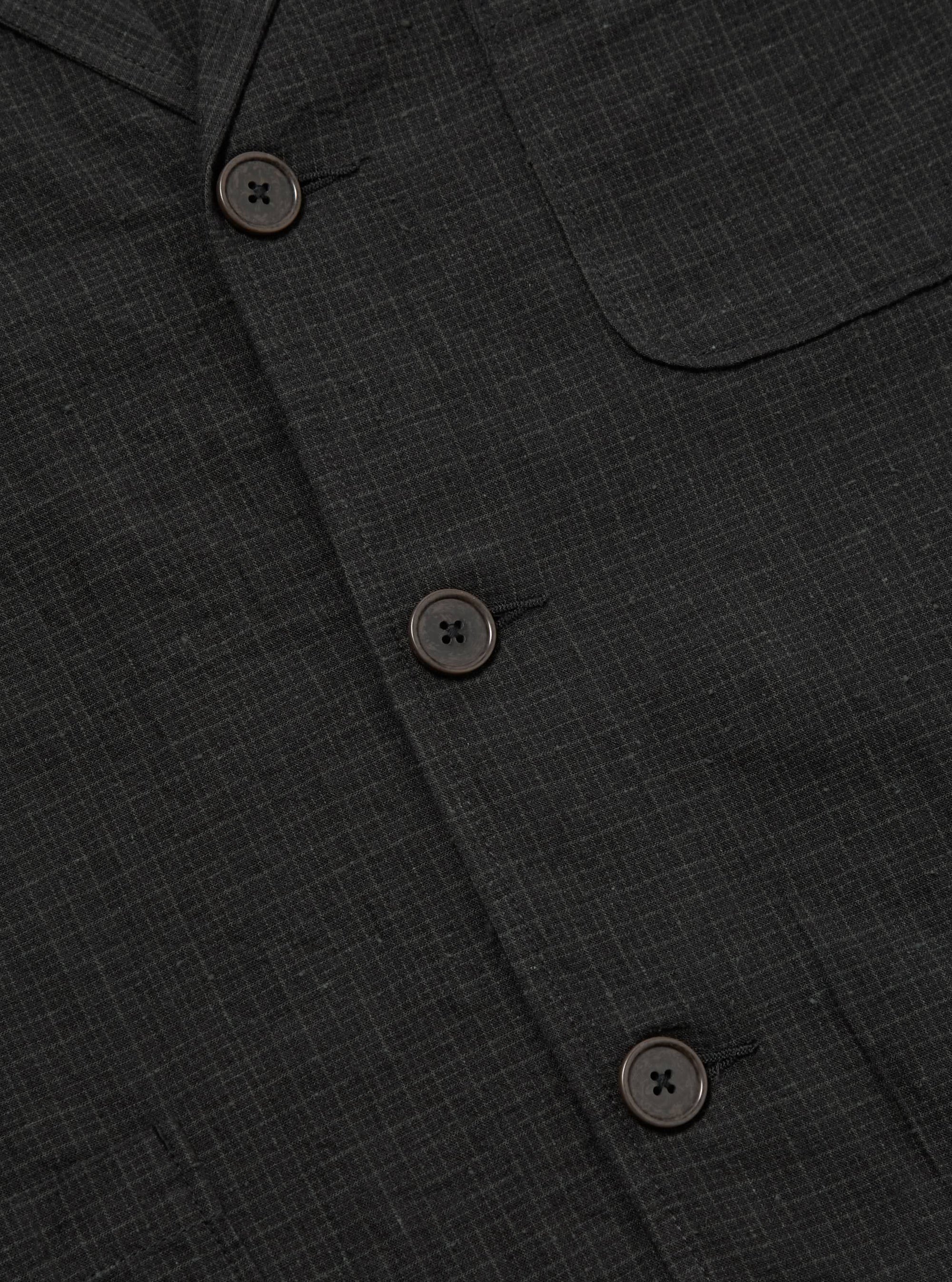 Charcoal Fine Linen Mix Three Button Jacket