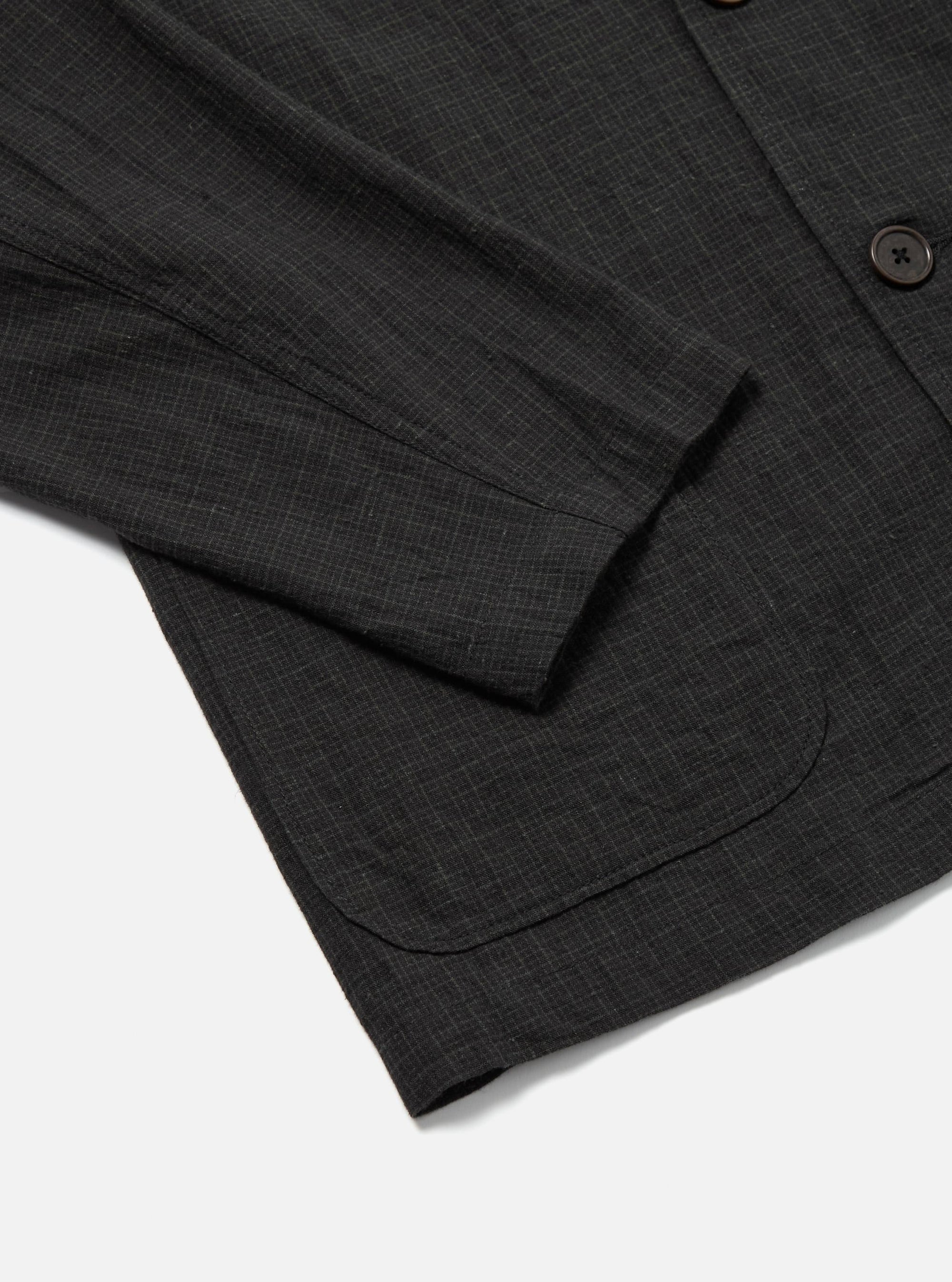 Charcoal Fine Linen Mix Three Button Jacket