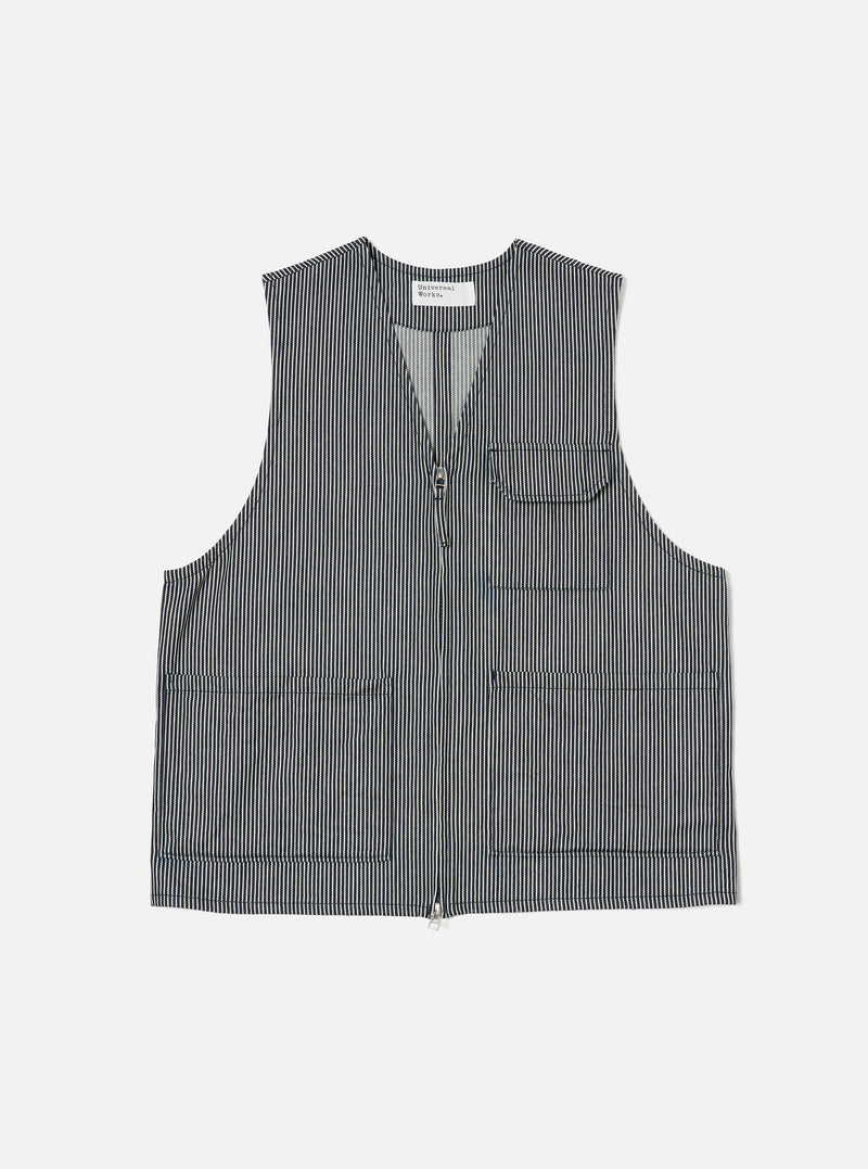 Indigo Hickory Stripe Denim Marine Gilet