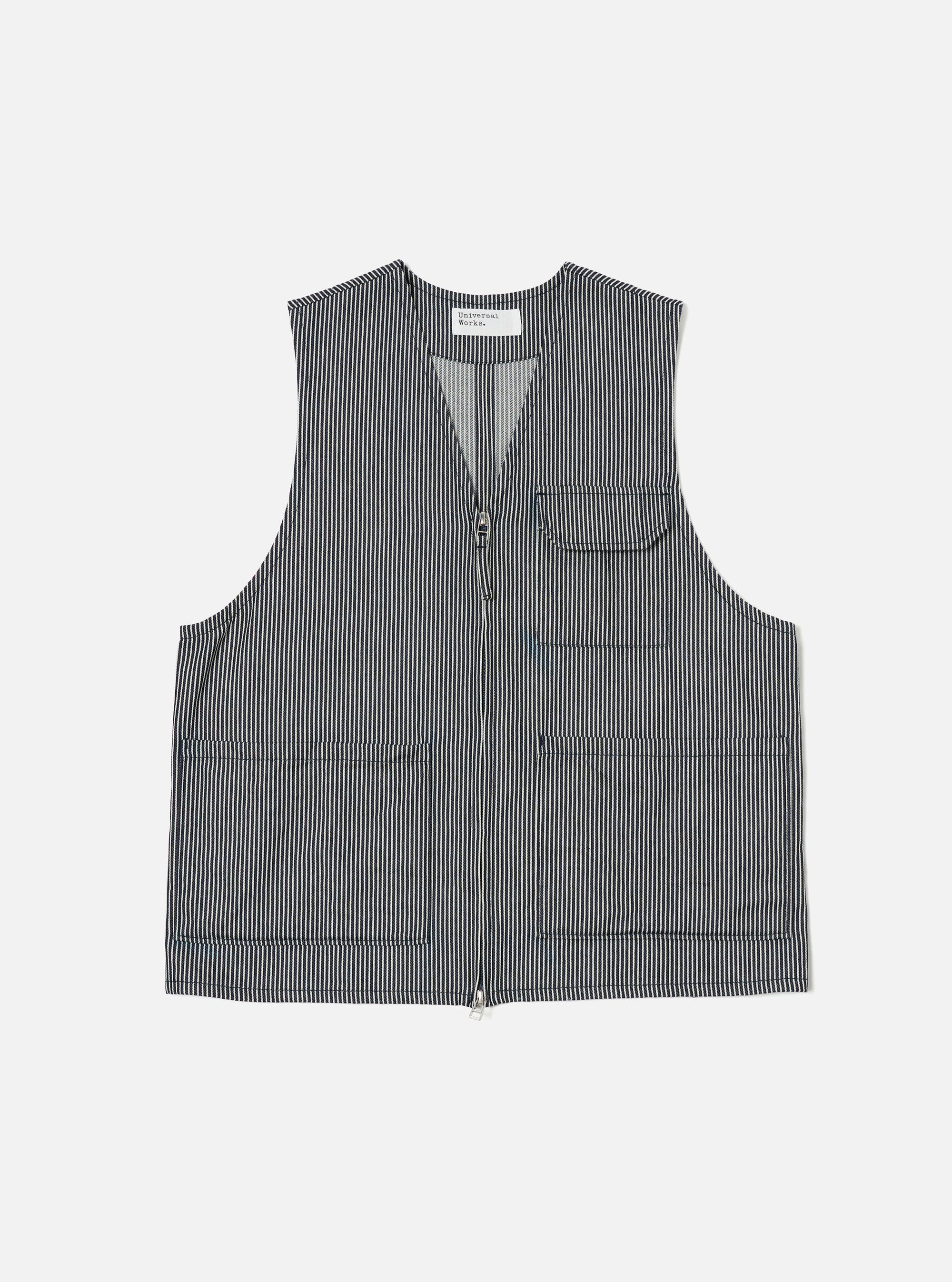 Indigo Hickory Stripe Denim Marine Gilet