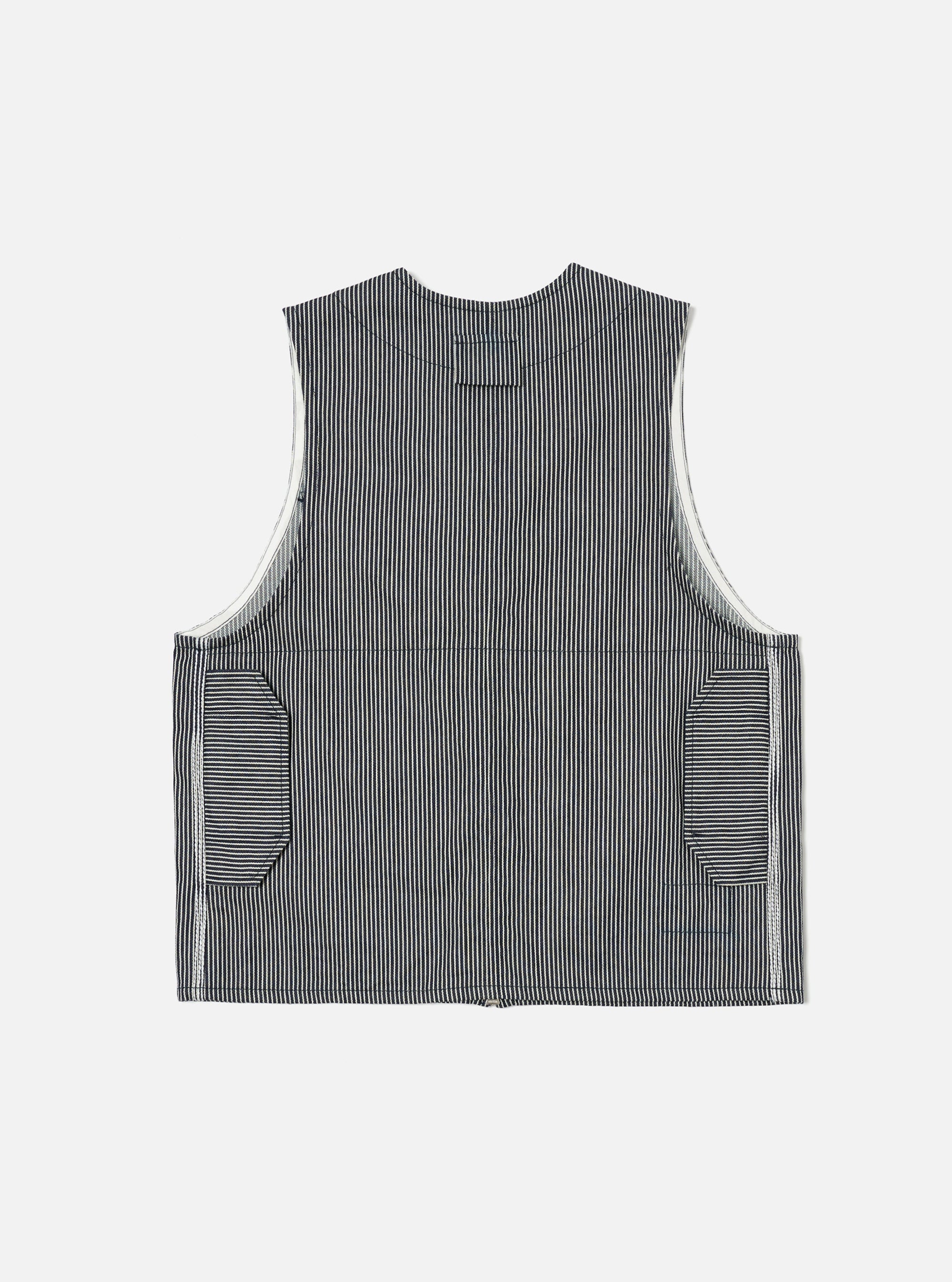 Indigo Hickory Stripe Denim Marine Gilet