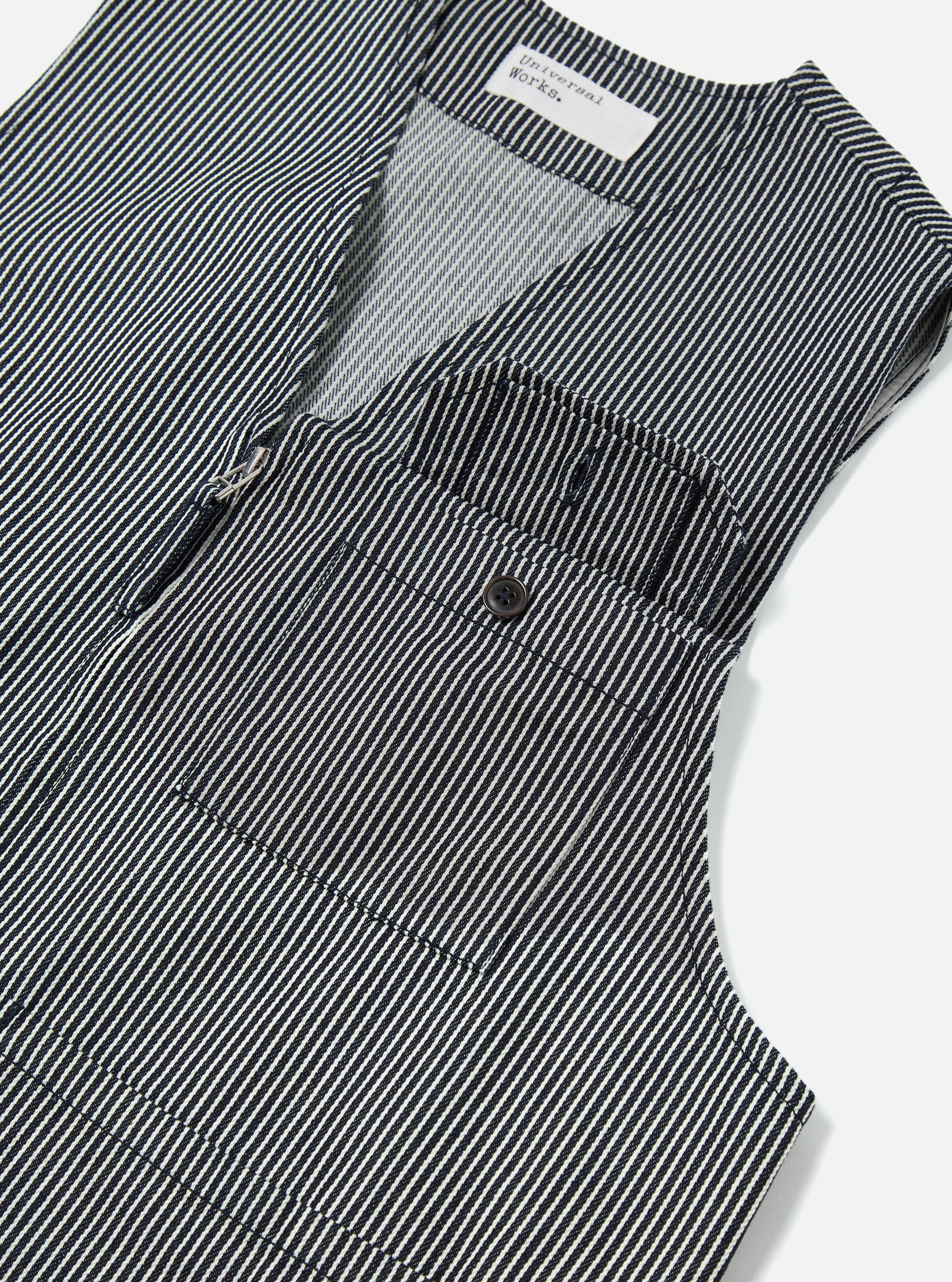 Indigo Hickory Stripe Denim Marine Gilet