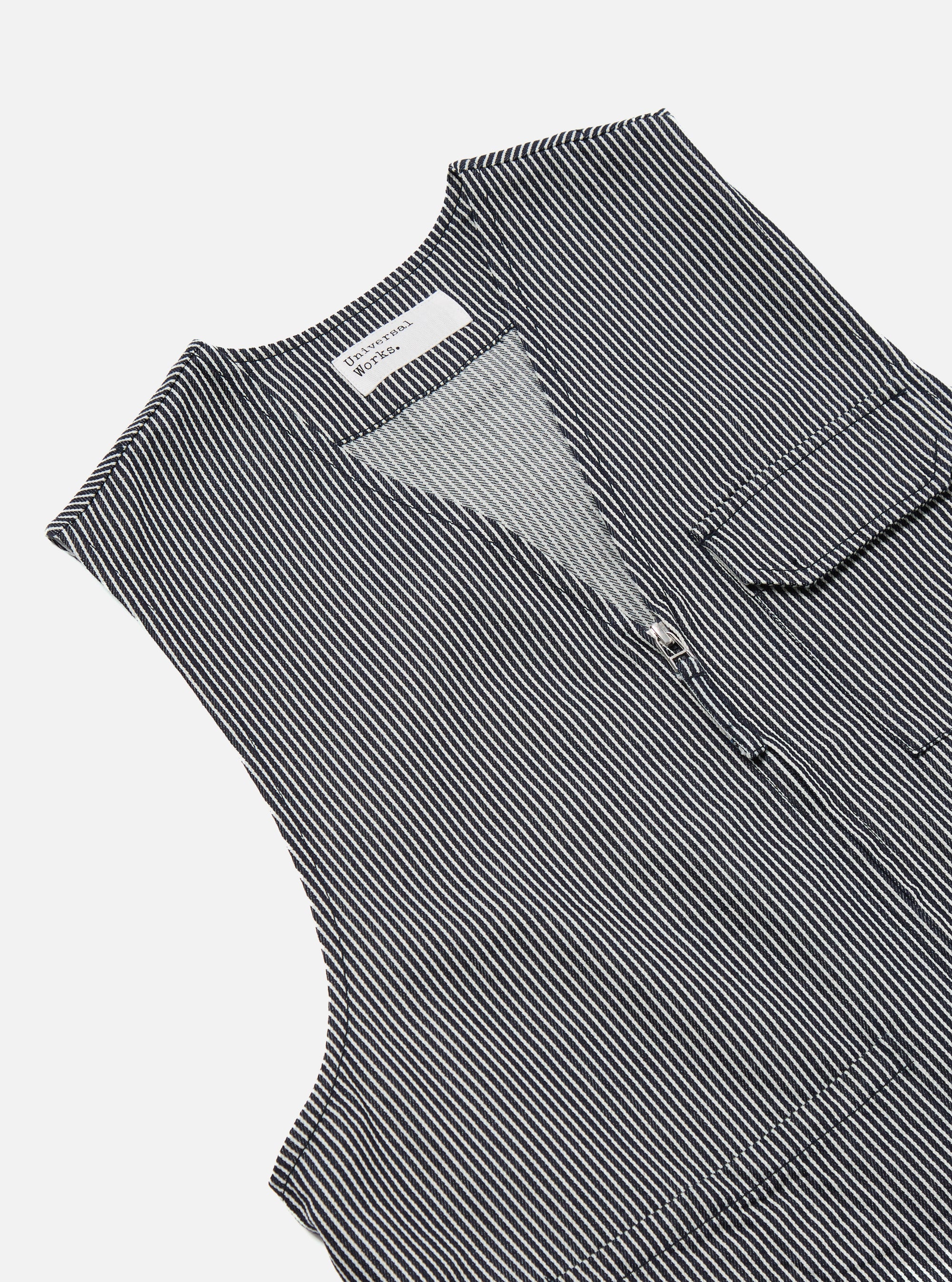 Indigo Hickory Stripe Denim Marine Gilet